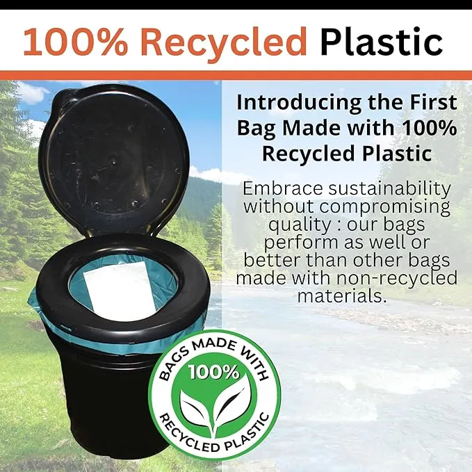 Portable Toilet Waste Bags Extra Strength with Super Absorbent Pad (12 Count) - With Advanced Odor Control System - Extra Large - Fits All Buckets and Camping Toilets (Extra Strength, 12)