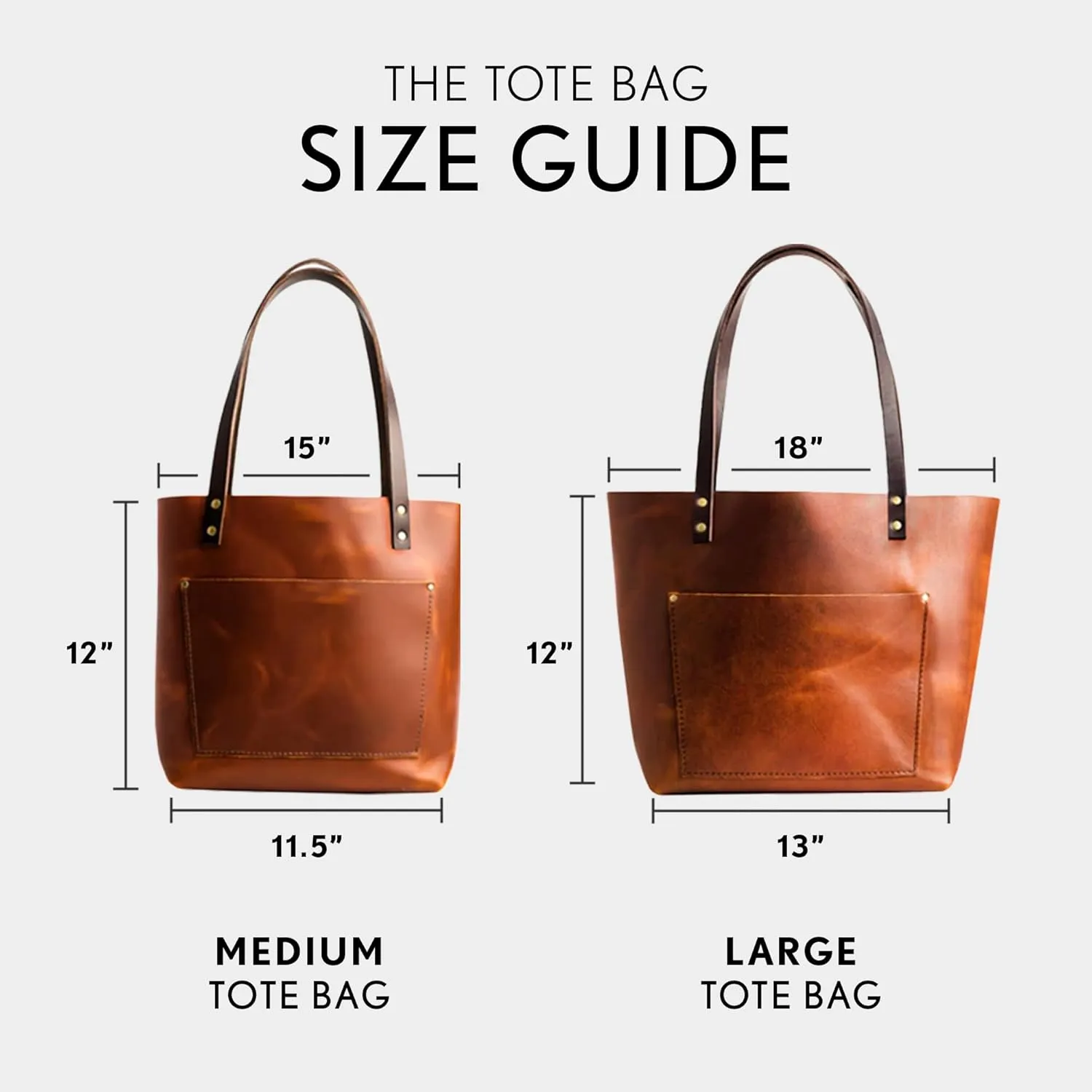 Portland Leather Goods Medium Zipper Tote Bag – Handmade, Durable & Unlined – Interior & Exterior Pockets