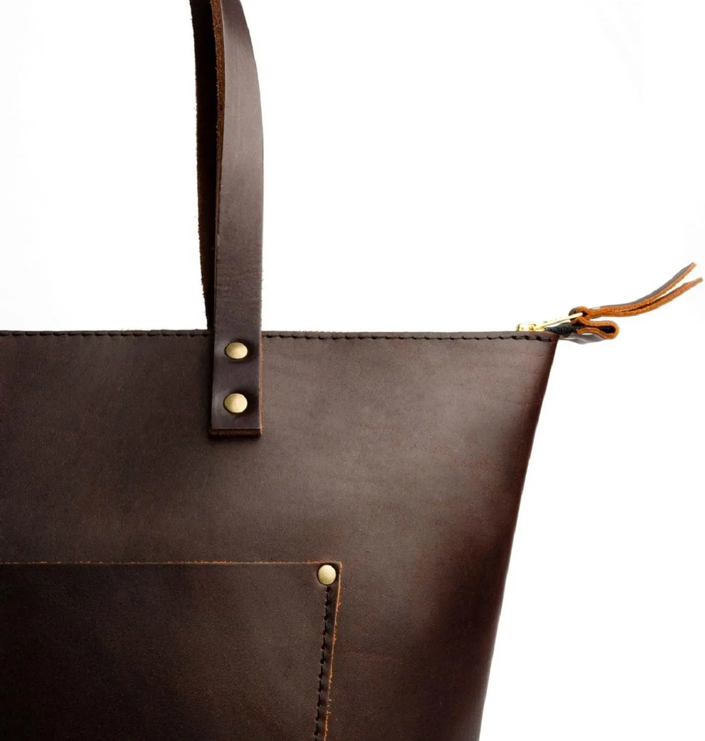 Portland Leather Goods Medium Zipper Tote Bag – Handmade, Durable & Unlined – Interior & Exterior Pockets