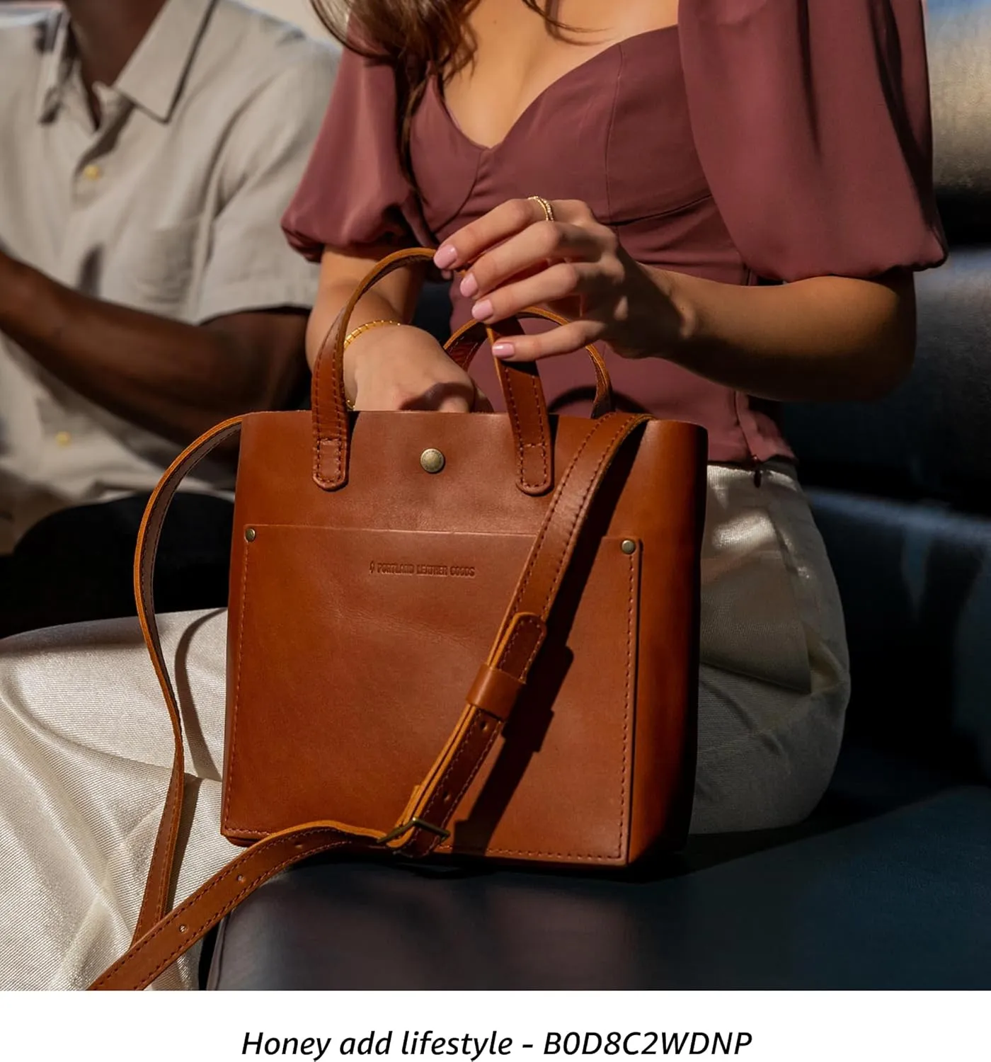Portland Leather Goods Mini Snap Crossbody Tote Bag for Women – Handmade, Snap Closure, Durable & Unlined – Outside Pocket