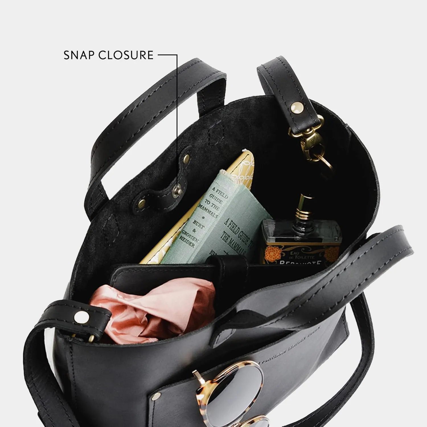 Portland Leather Goods Mini Snap Crossbody Tote Bag for Women – Handmade, Snap Closure, Durable & Unlined – Outside Pocket