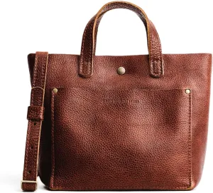 Portland Leather Goods Mini Snap Crossbody Tote Bag for Women – Handmade, Snap Closure, Durable & Unlined – Outside Pocket