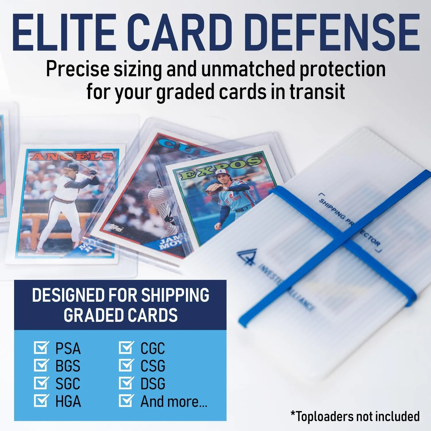 Premium Bundle Trading Card Shipping Protector with Rubber Bands | Graded Cards Protectors, Sports Trading Card Shipping Supplies Packaging, TCG Baseball Cards Shippings Shield.