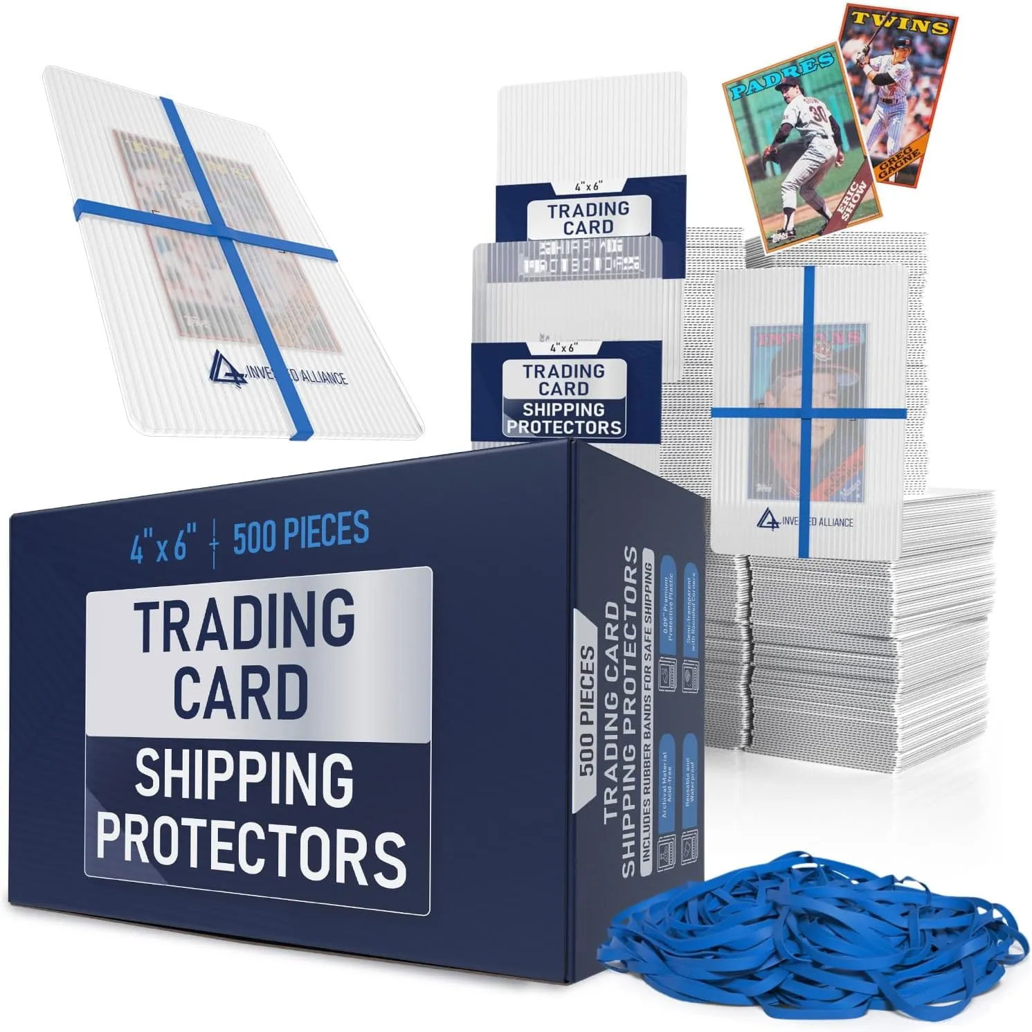Premium Bundle Trading Card Shipping Protector with Rubber Bands | Graded Cards Protectors, Sports Trading Card Shipping Supplies Packaging, TCG Baseball Cards Shippings Shield.
