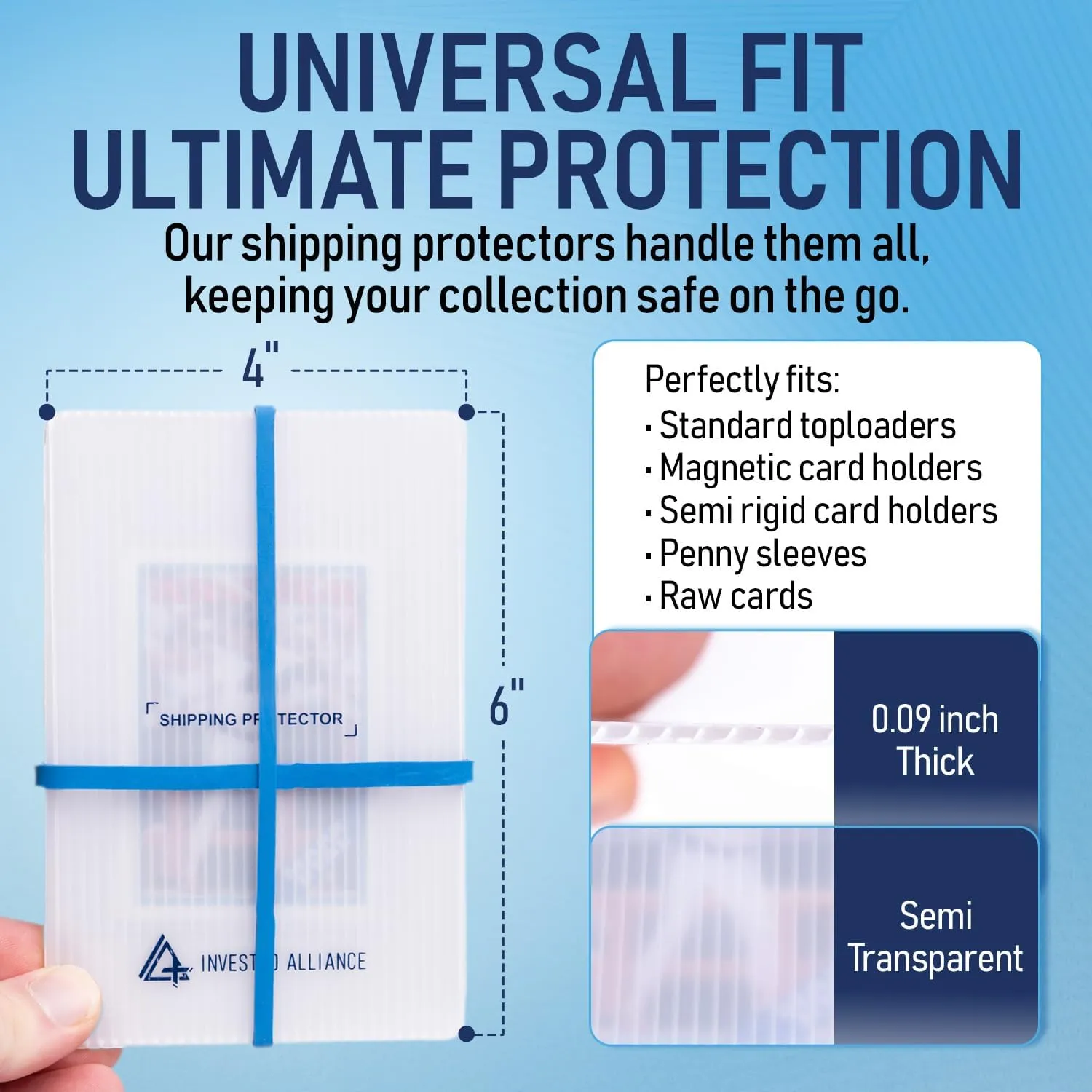 Premium Bundle Trading Card Shipping Protector with Rubber Bands | Graded Cards Protectors, Sports Trading Card Shipping Supplies Packaging, TCG Baseball Cards Shippings Shield.