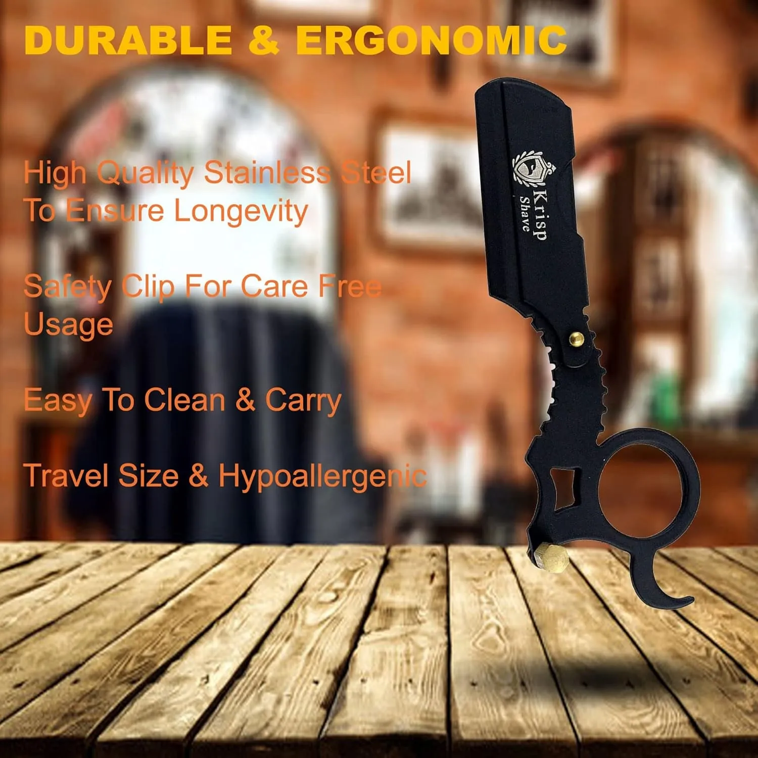 Professional Straight Razors for Men, Barber Razors Straight Edge Razor Kit for Close Shaving - Beard Cut Throat Finger Razor Safety Shavette with 10 Shaving Blades by  (Black)