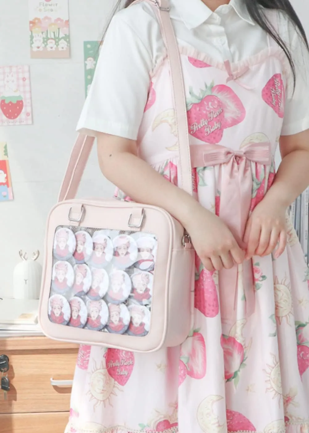 Purse and Backpack JK Uniform Messenger Bag Lolita Ita Handbag DIY Design Transparent Windows Shoulder Bag