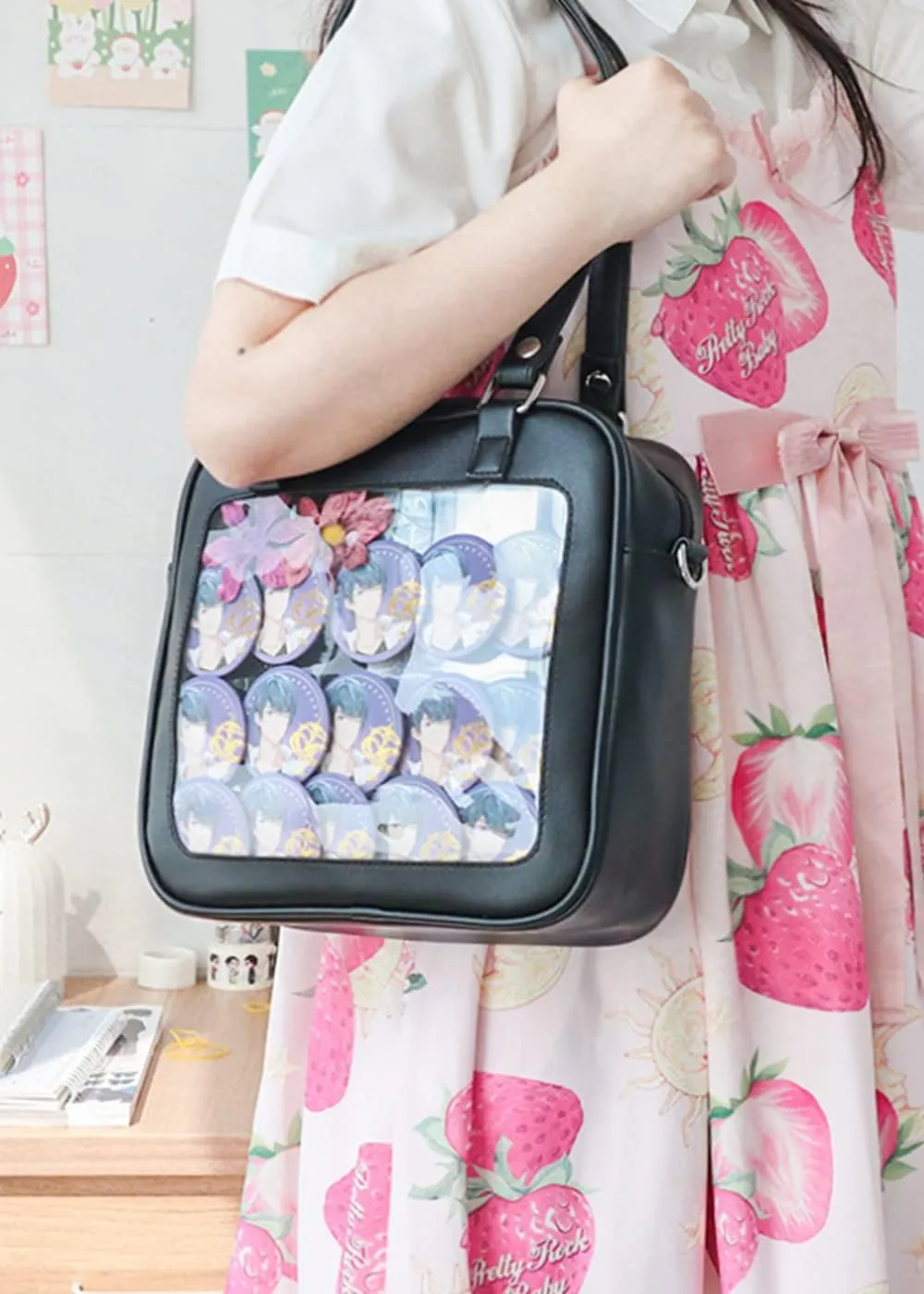 Purse and Backpack JK Uniform Messenger Bag Lolita Ita Handbag DIY Design Transparent Windows Shoulder Bag