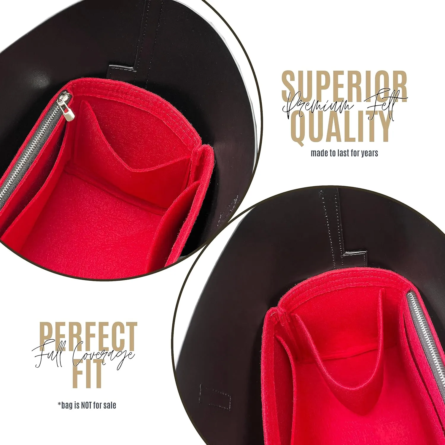 Purse Organizer for Laurent East West Shopping Tote Insert, Laurent East West Tote Organizer, Handmade 3mm Premium Felt Snug Sturdy Gold Zipper (For E/W Shopping Tote, Geyser Blue)