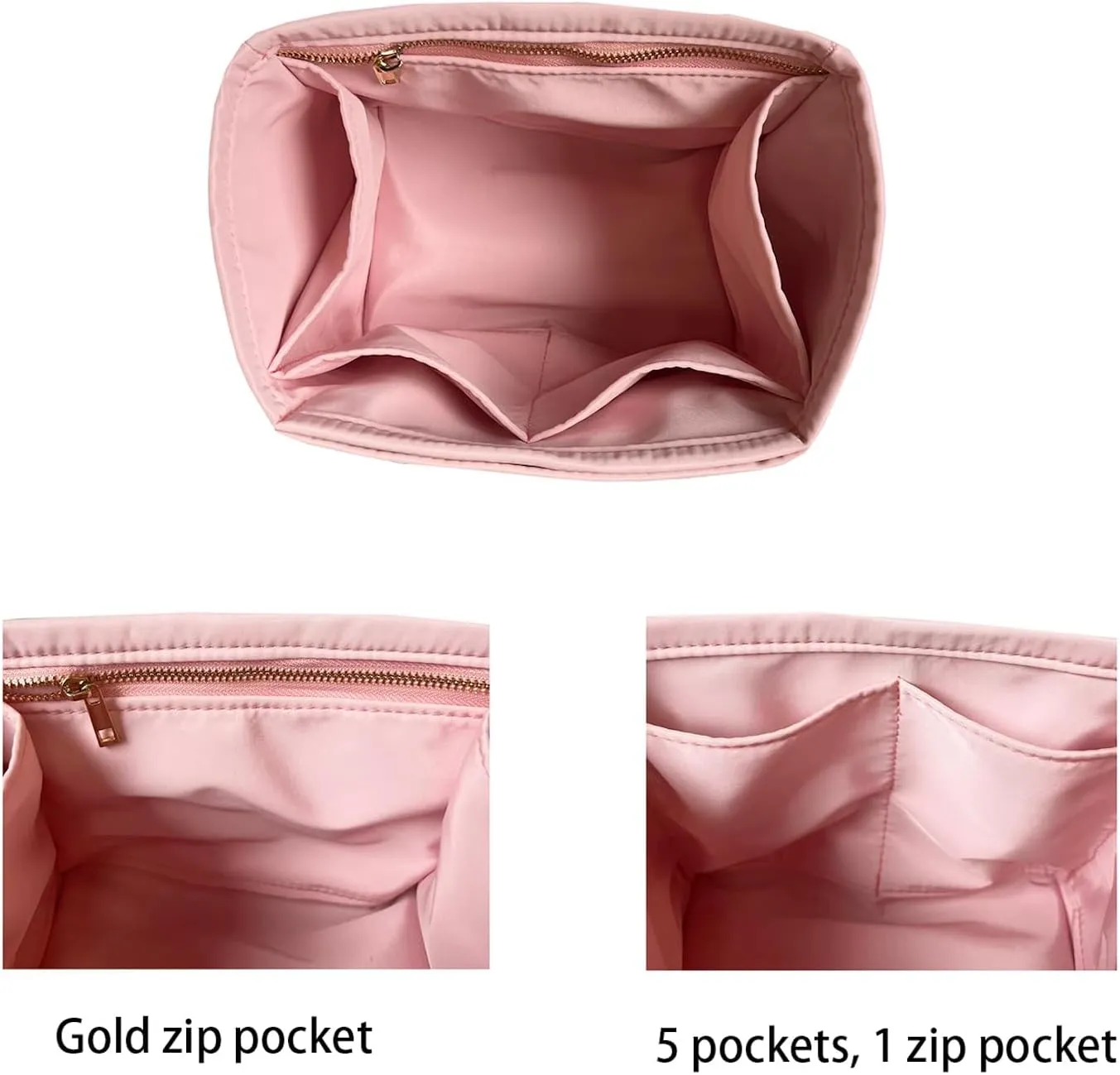 Purse Organizer Picotin 18 22 26 Insert Bags Makeup Handbag Inner Purse Portable base shaper Premium Nylon (Picotin 22, lightpink)