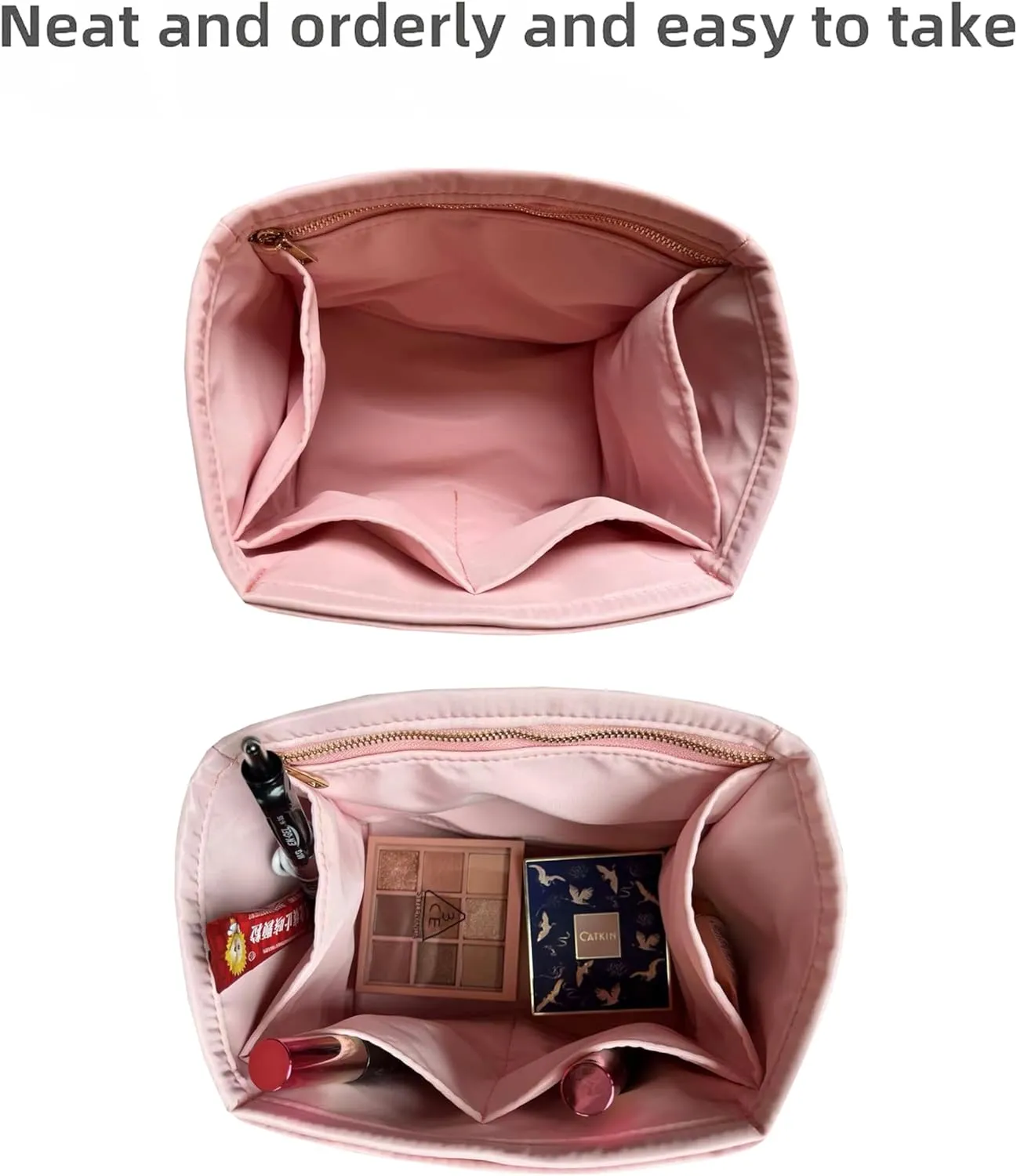 Purse Organizer Picotin 18 22 26 Insert Bags Makeup Handbag Inner Purse Portable base shaper Premium Nylon (Picotin 22, lightpink)