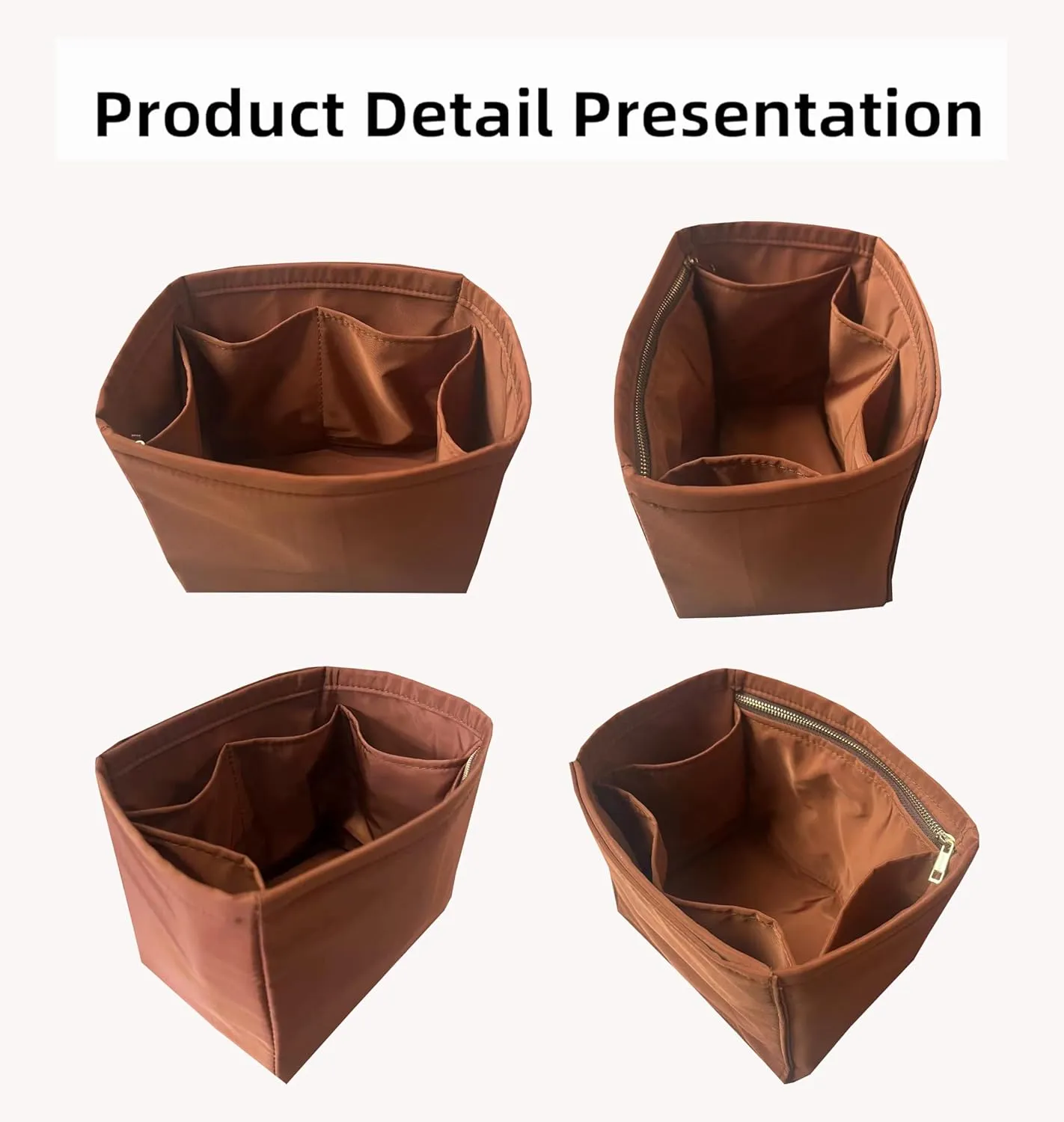 Purse Organizer Picotin 18 22 26 Insert Bags Makeup Handbag Inner Purse Portable base shaper Premium Nylon (Picotin 22,lightcoffee)