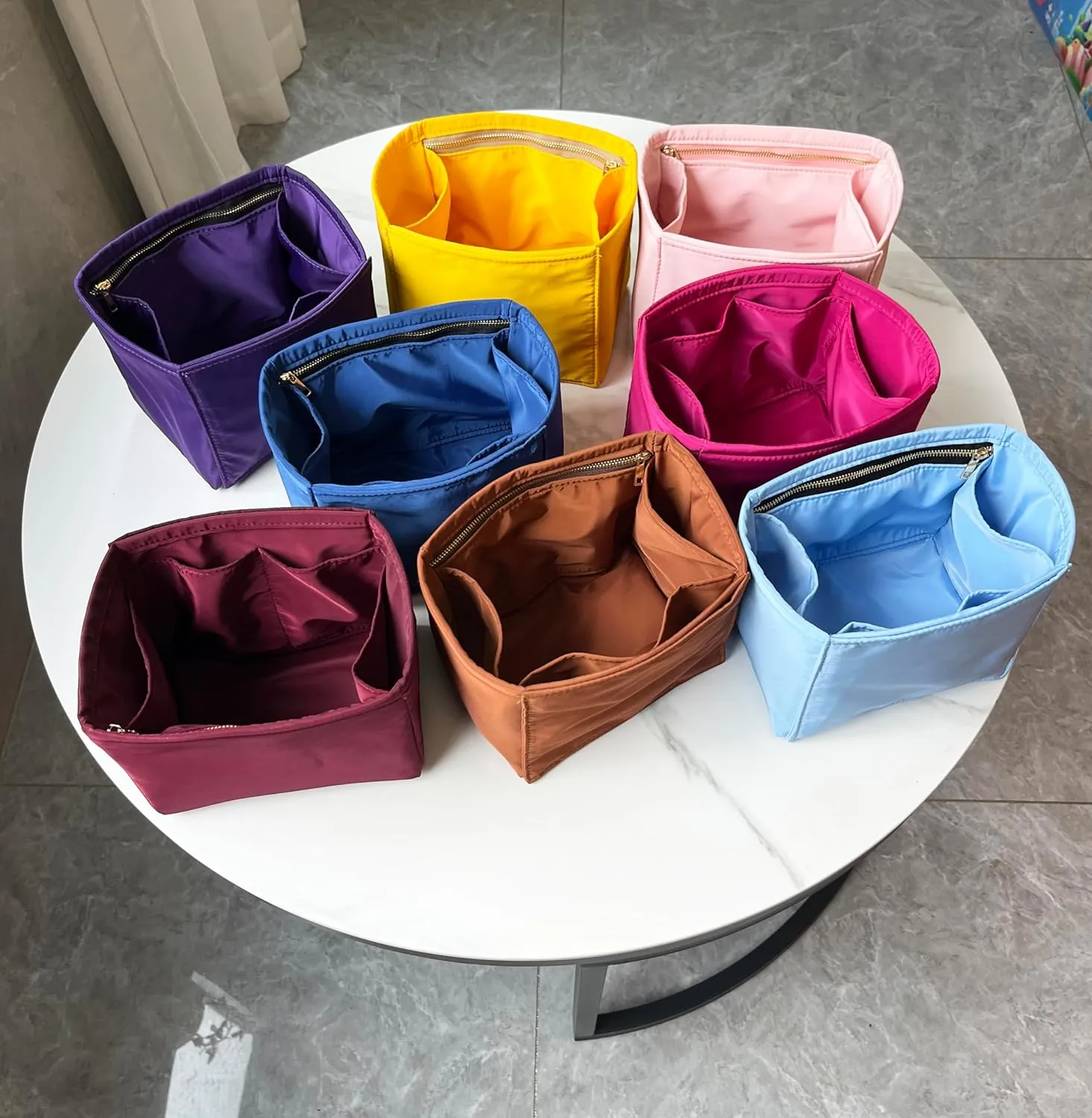 Purse Organizer Picotin 18 22 26 Insert Bags Makeup Handbag Inner Purse Portable base shaper Premium Nylon (Picotin 22,lightcoffee)