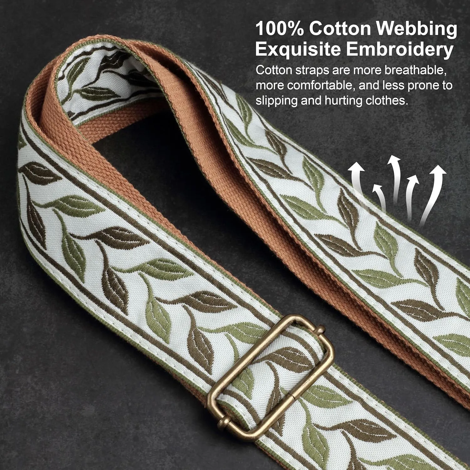 Purse Strap-2"Crazy Horse Leather Wide Shoulder Strap Adjustable Replacement,Jacquard Embroidery Bag Straps