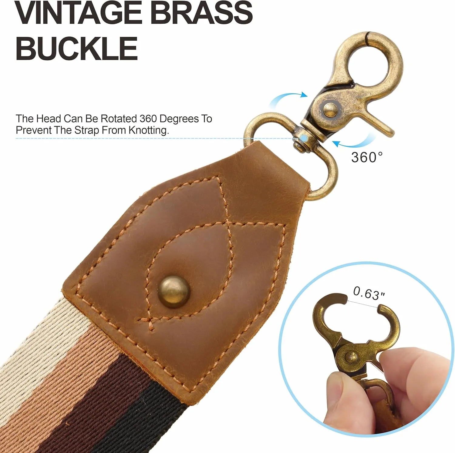 Purse Strap-2"Crazy Horse Leather Wide Shoulder Strap Adjustable Replacement,Jacquard Embroidery Bag Straps