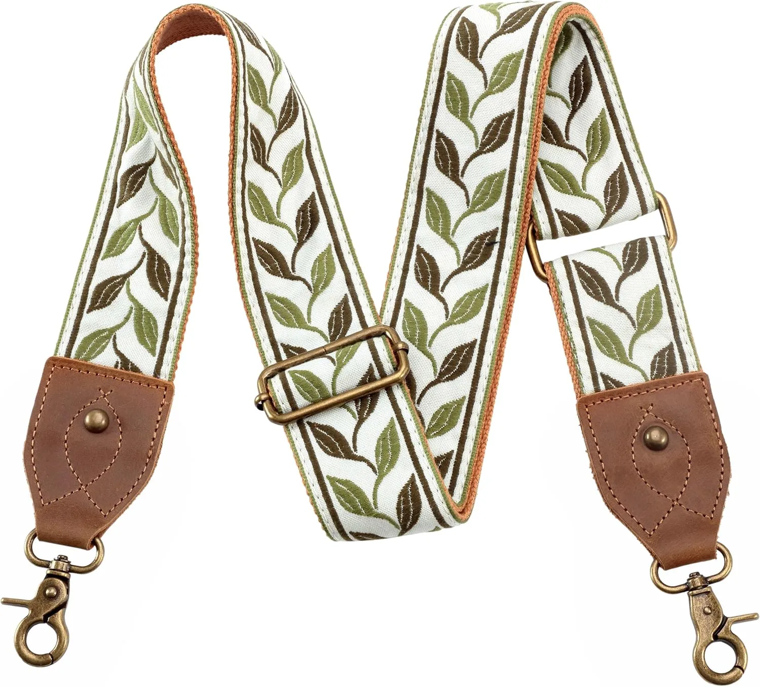 Purse Strap-2"Crazy Horse Leather Wide Shoulder Strap Adjustable Replacement,Jacquard Embroidery Bag Straps