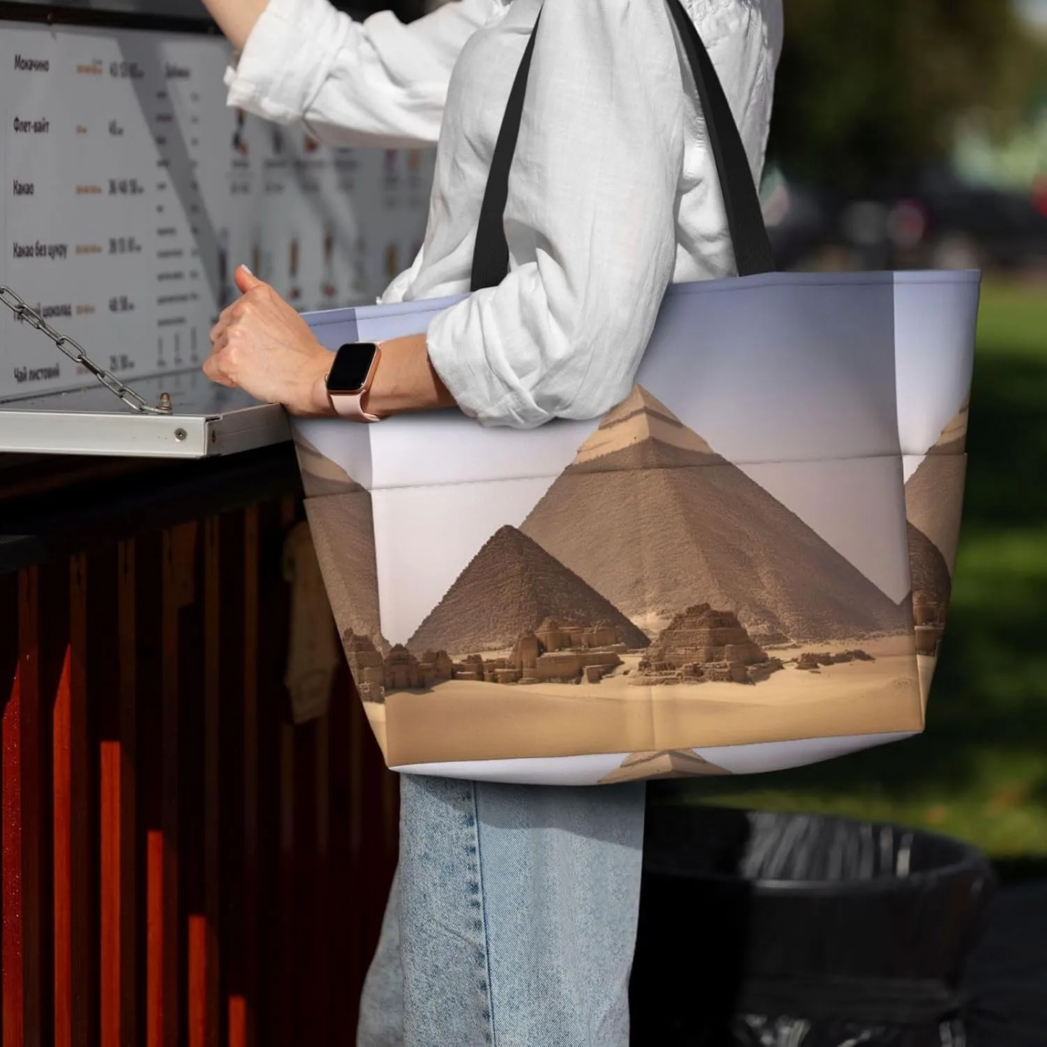 Pyramids Of Egypt Beach Tote Bags For Women Travel Totes Bag Handbag With Zipper And Pockets For Travel Vacation