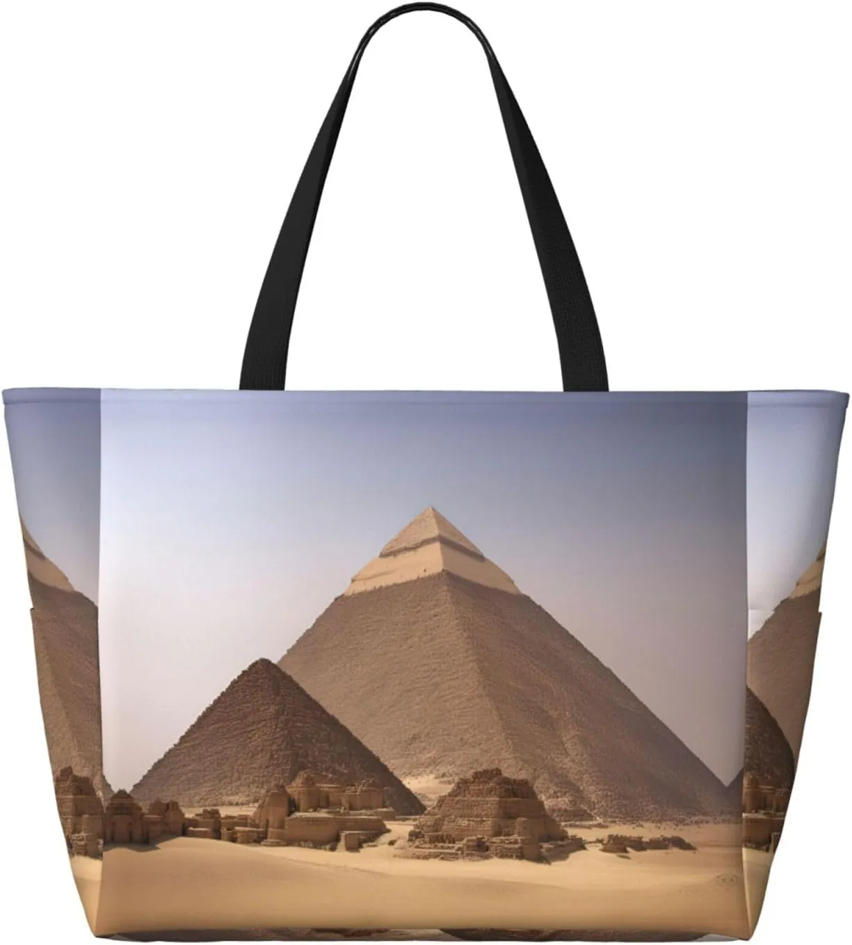 Pyramids Of Egypt Beach Tote Bags For Women Travel Totes Bag Handbag With Zipper And Pockets For Travel Vacation