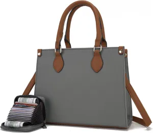 Qiyuer Medium Handbags For Women Vegan Leather Purses Set Satchel Tote Bags With Matching Wallet 2pcs
