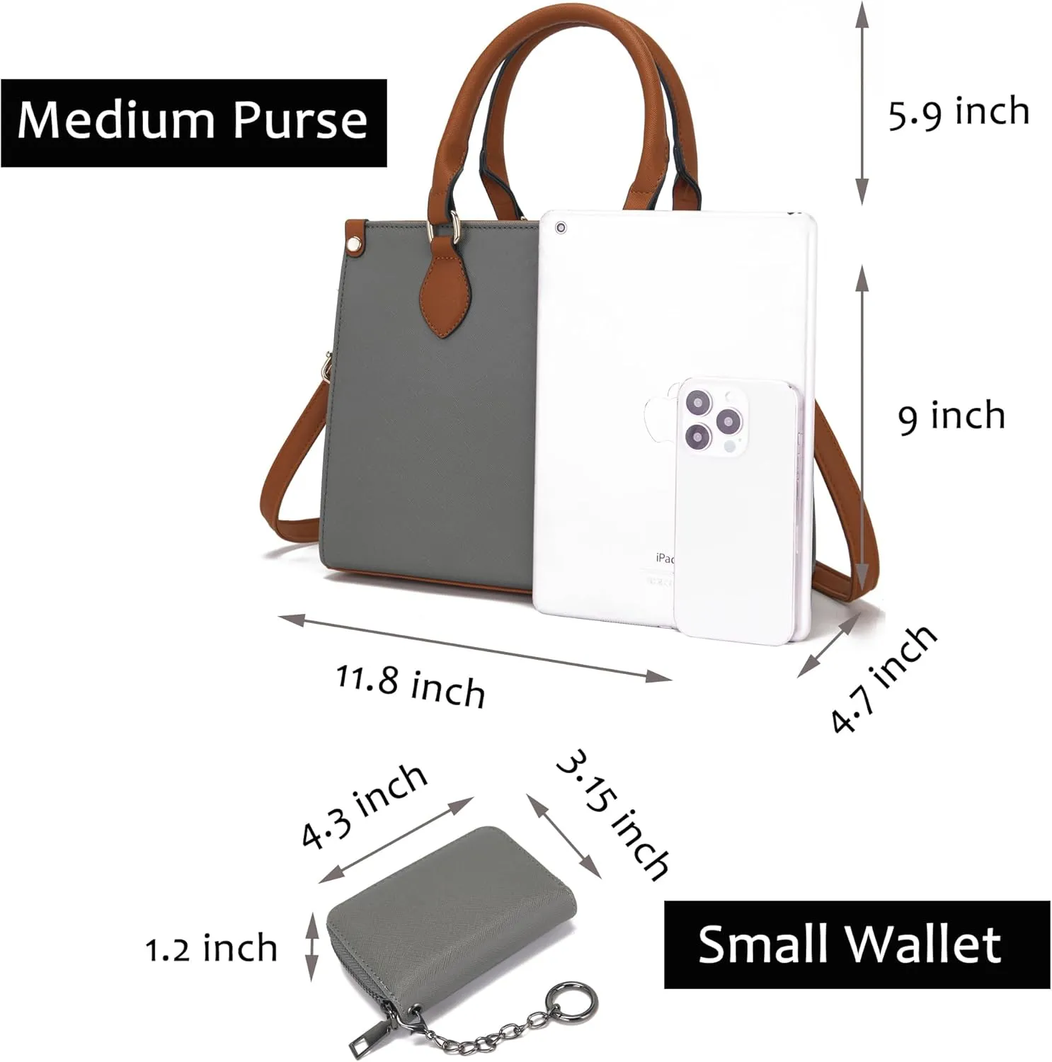 Qiyuer Medium Handbags For Women Vegan Leather Purses Set Satchel Tote Bags With Matching Wallet 2pcs