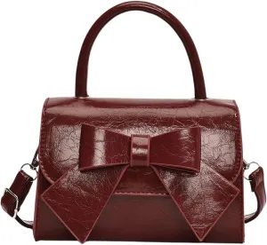 QWINEE Women's Bow Shoulder Bags Cute Handbag Clutch Crossbody Satchels Flap Magnet PU Leather Purse