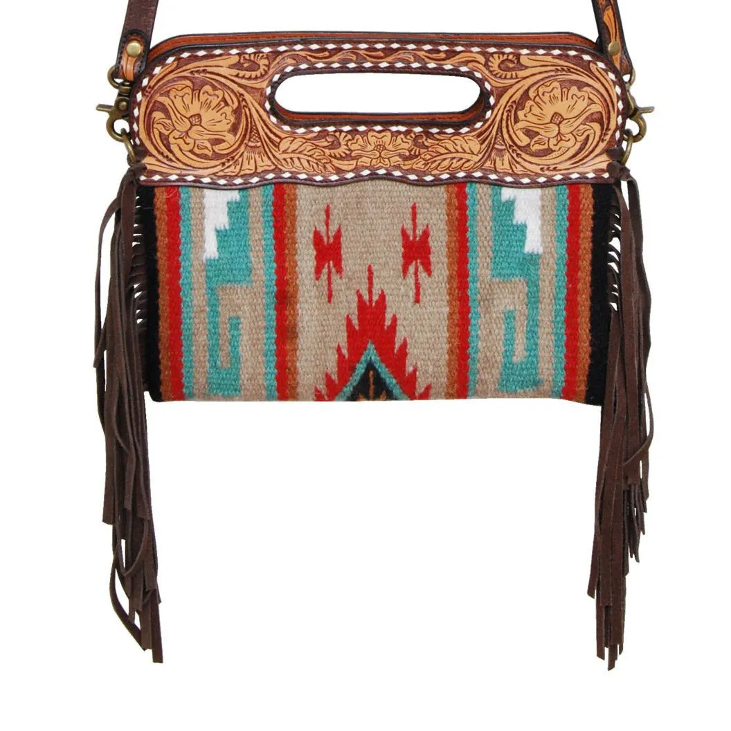 Rafter T Ranch Co Clutch/Crossbody Woolen Bag with Tooled Strap