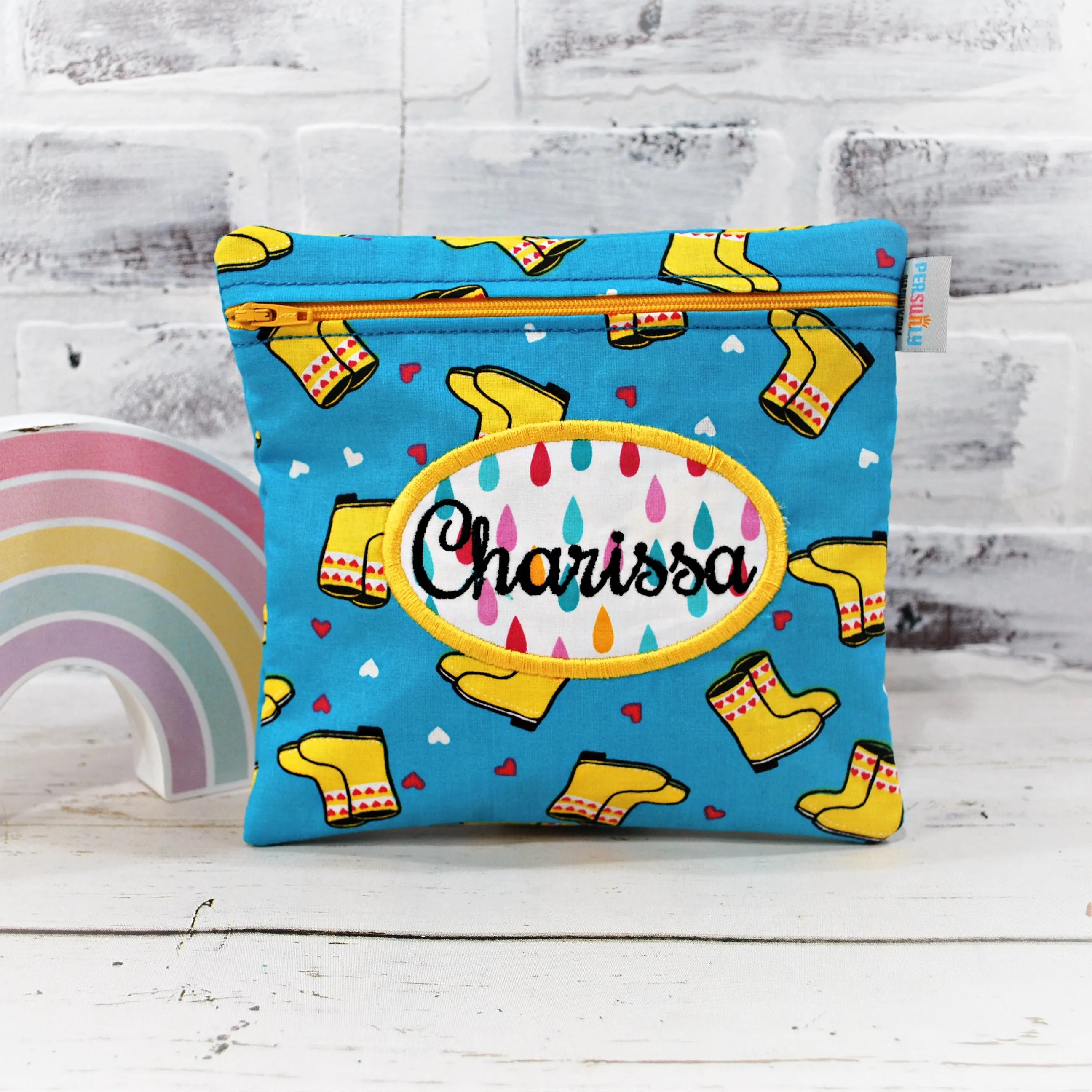 Rainboots Personalized Reusable Food Bag