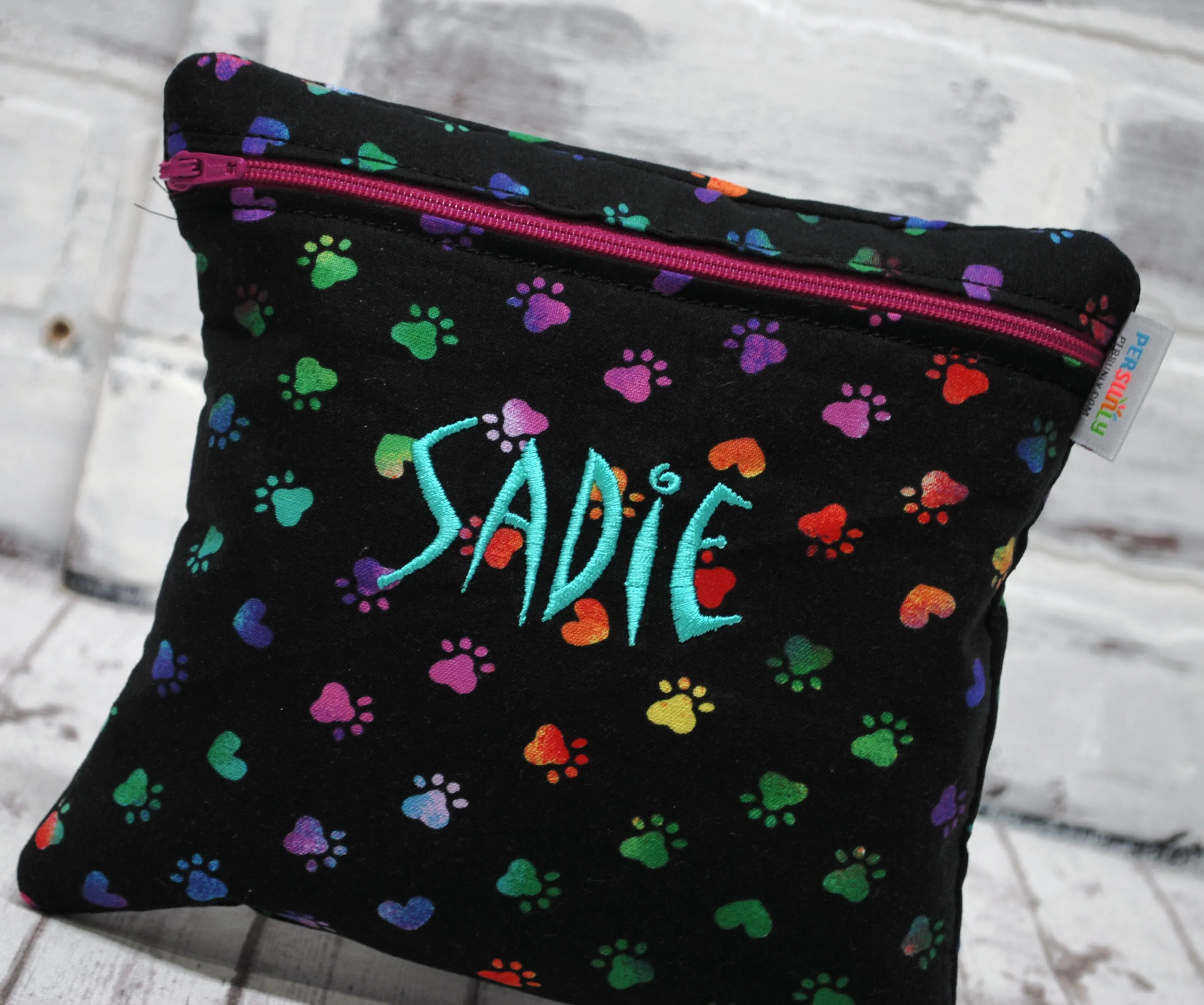 Rainbow Paw Prints Personalized Reusable Treat Bag