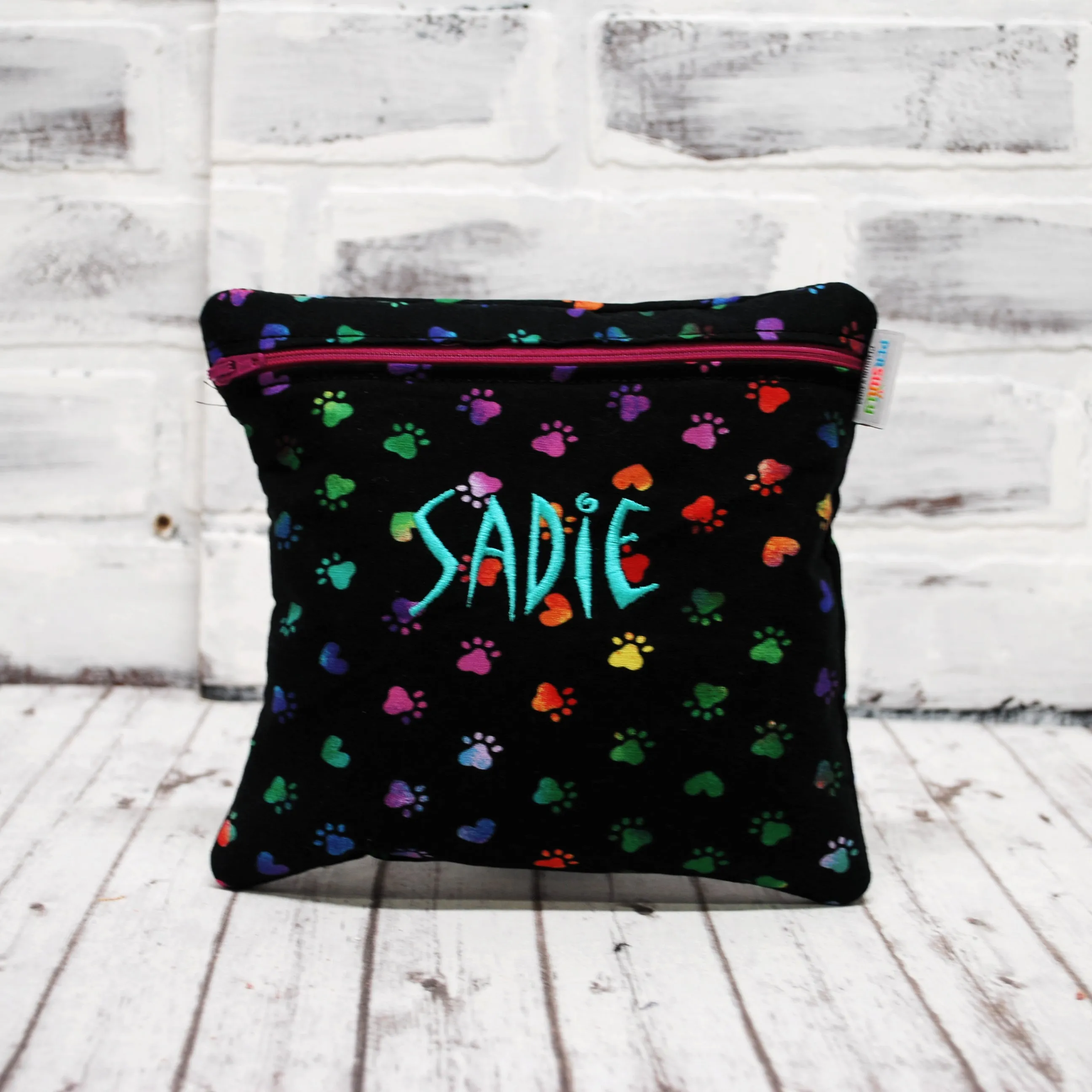Rainbow Paw Prints Personalized Reusable Treat Bag