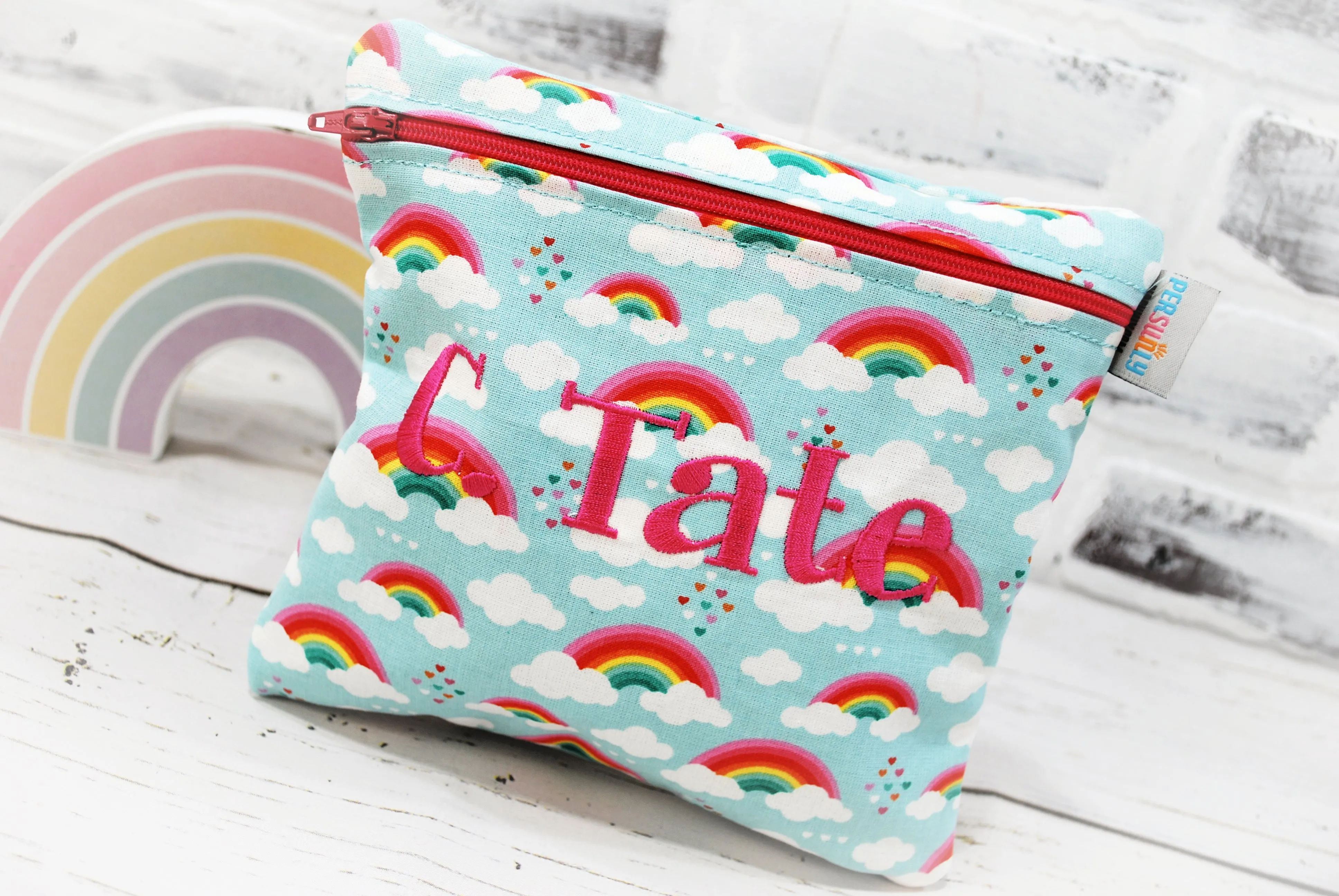 Rainbows in the Sky Personalized Reusable Food Bag