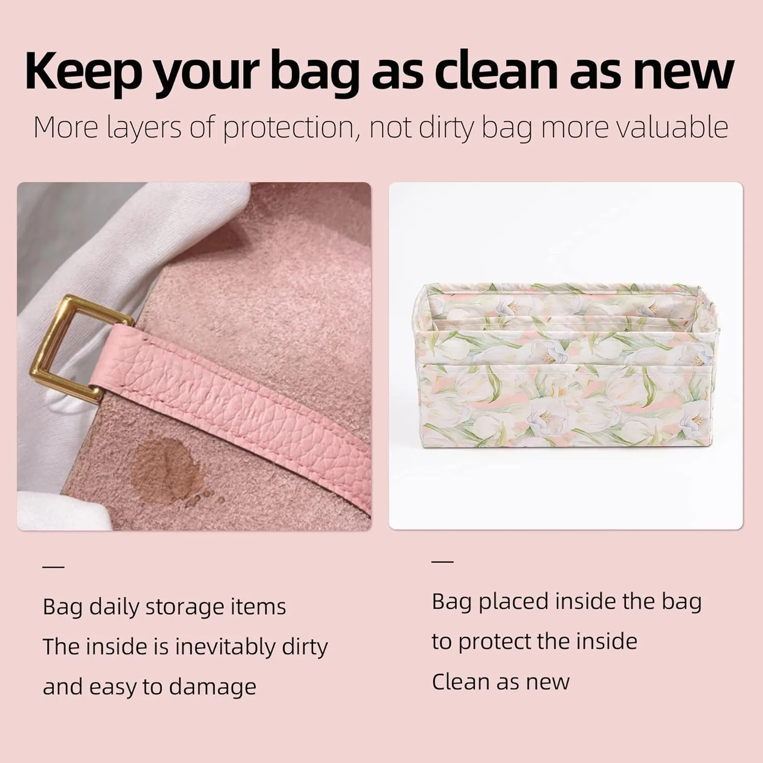Rayon Purse Organizer Insert, unique pattern Bag organizer, bag in bag for luxury bags, fit Garden Party 26/30/36/49 bags (GP26, French Tulips)