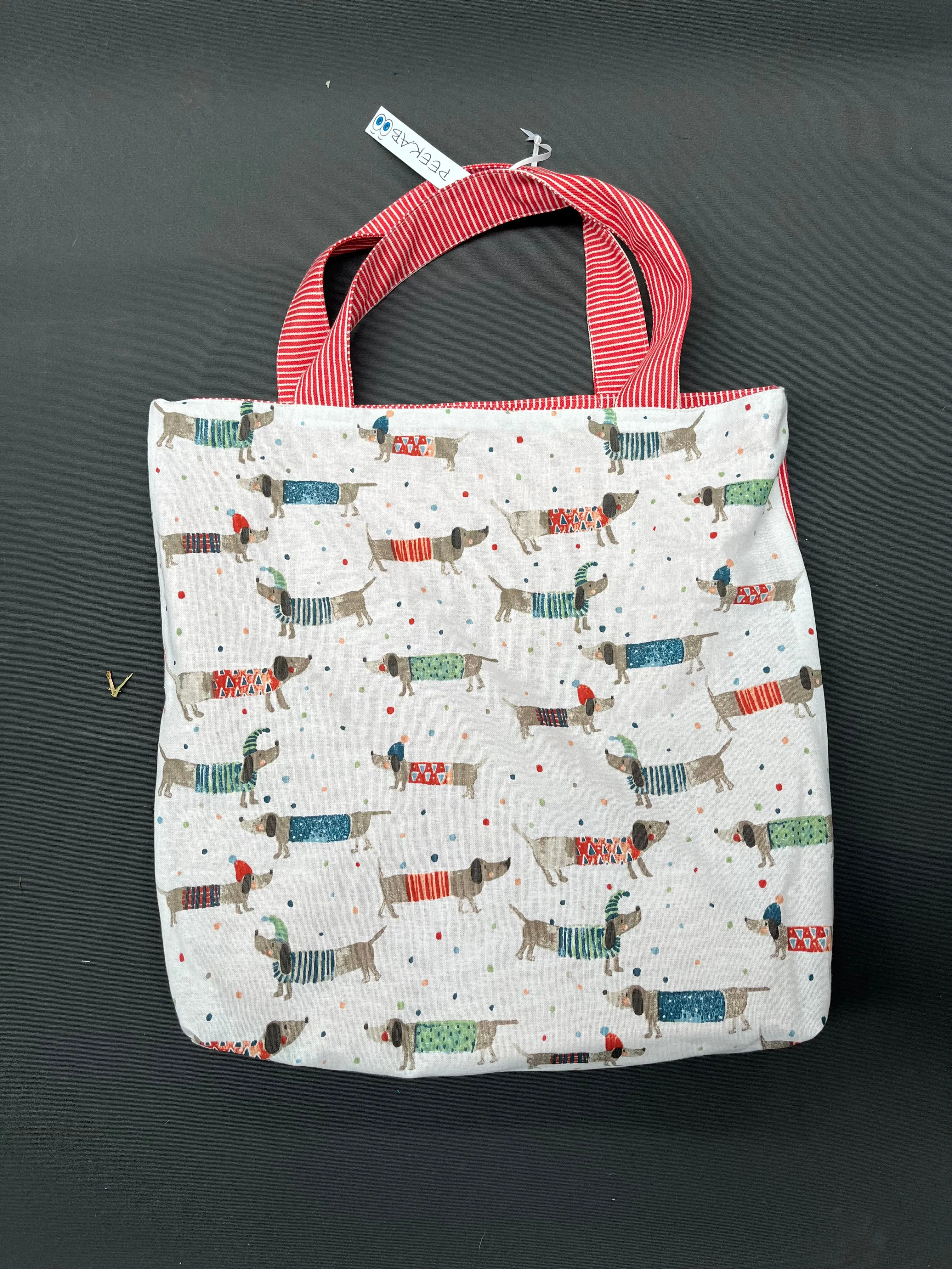 Red dachshund reversible bag
