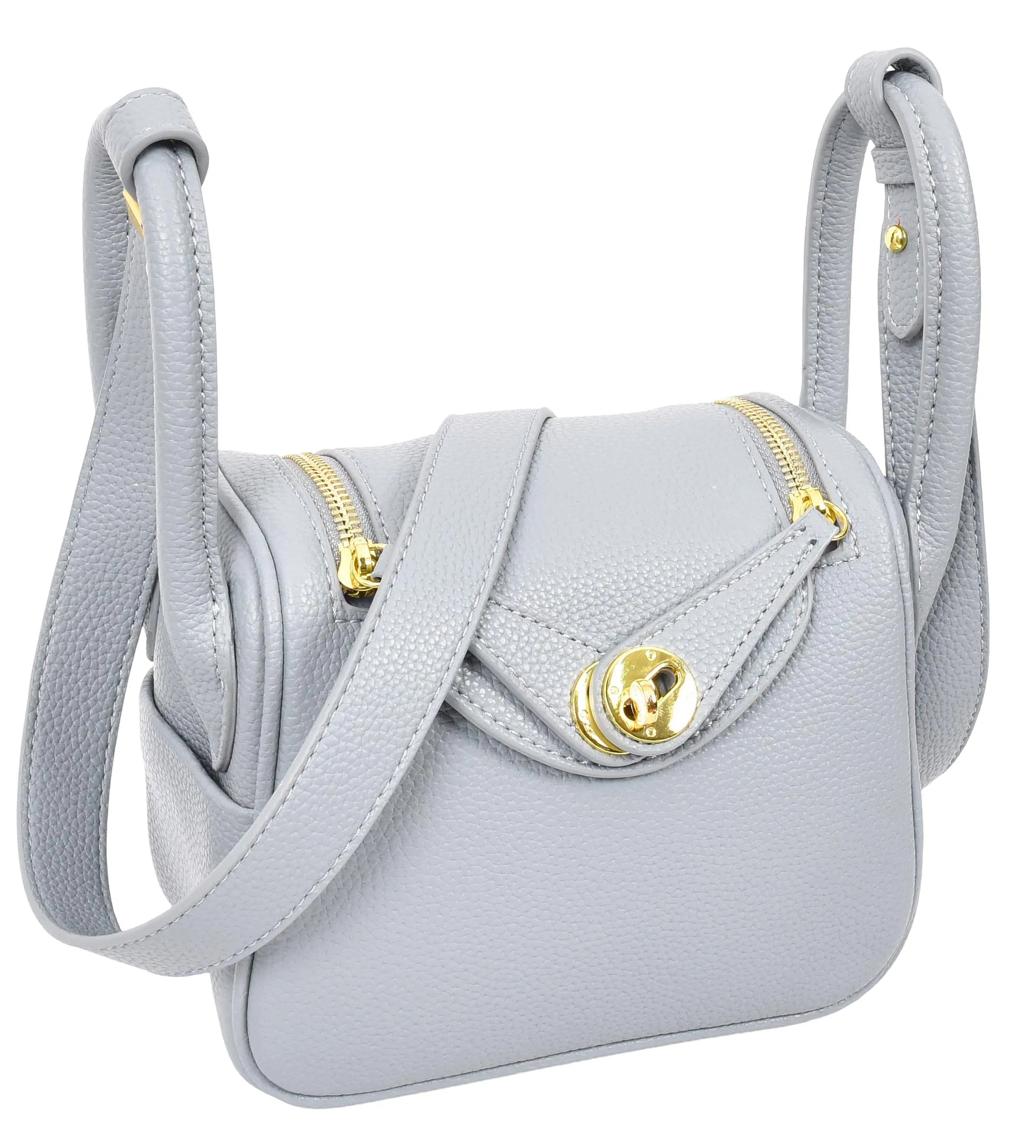 Regina Women's Faux Leather Mini Shoulder Strap Bag Sky Blue
