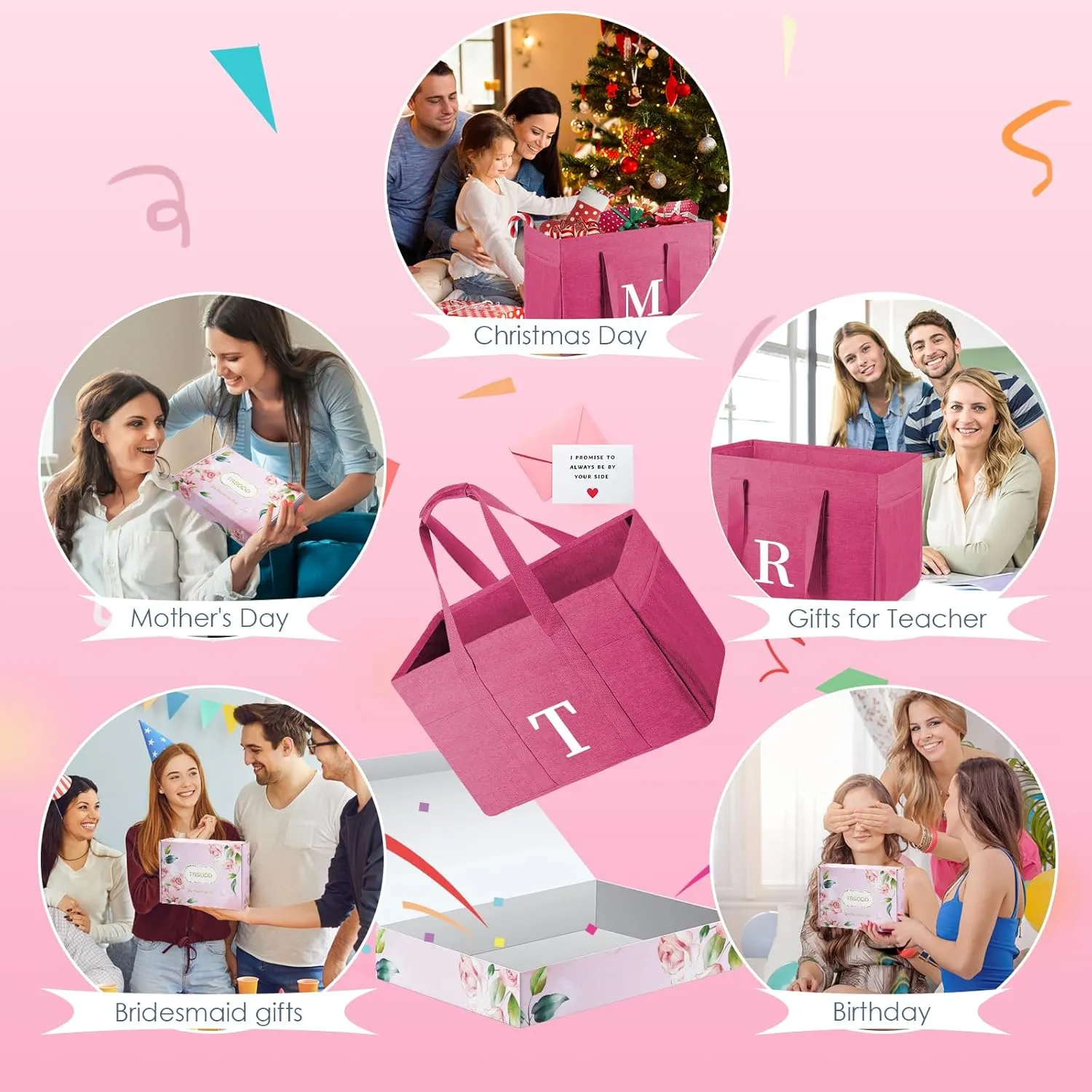 Reusable Grocery Bags Foldable 10 Gallon Extra Large Utility Tote Bag with Zipper Top and Handle Birthday Gifts for Women Mothers Day Gifts for Mom Grandma