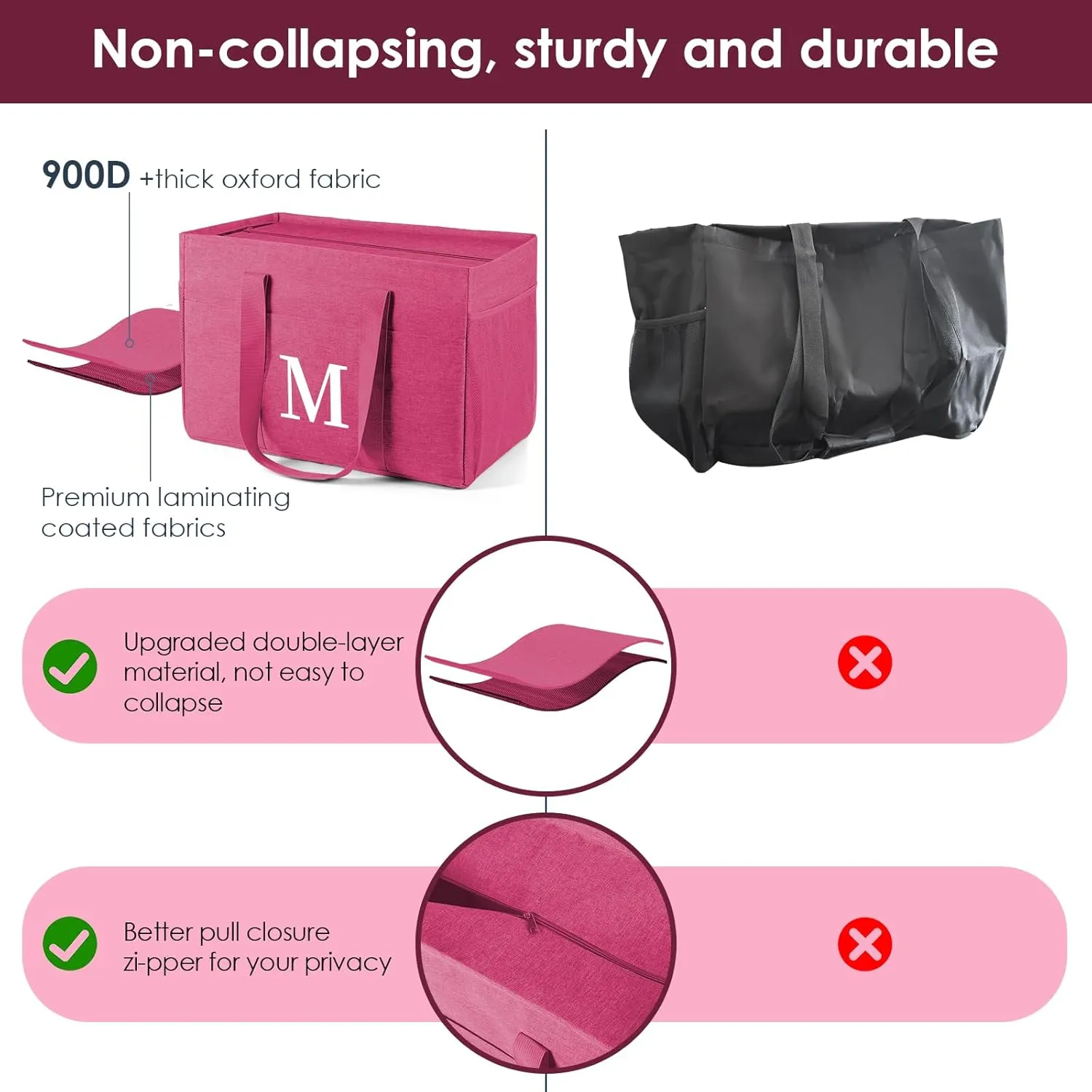 Reusable Grocery Bags Foldable 10 Gallon Extra Large Utility Tote Bag with Zipper Top and Handle Birthday Gifts for Women Mothers Day Gifts for Mom Grandma