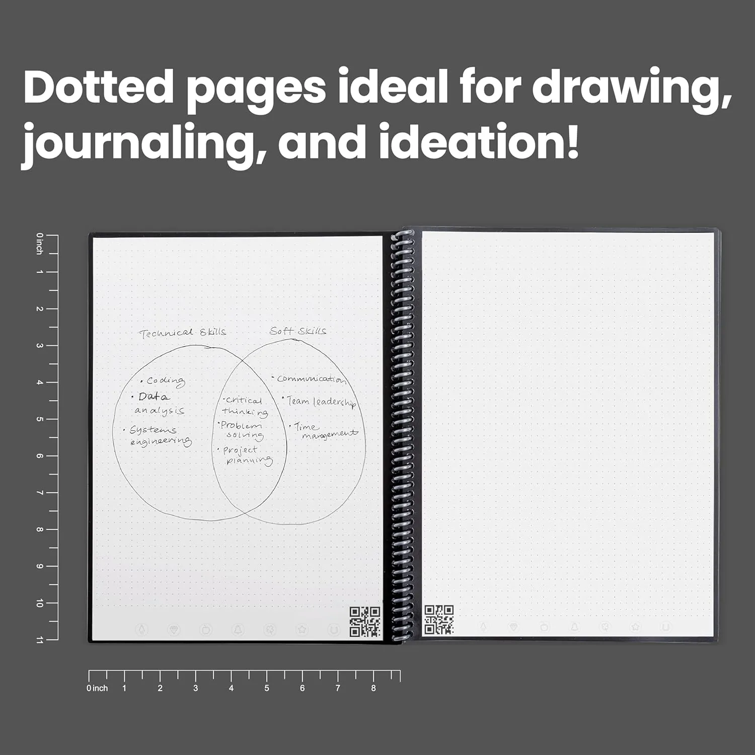 Rocketbook Core Reusable Spiral Notebook, Letter Size 8.5x11, Navy Blue - Dotted Pages, App-Connected, Erasable, Durable Cover, Ideal for School, Work, and Creative Projects