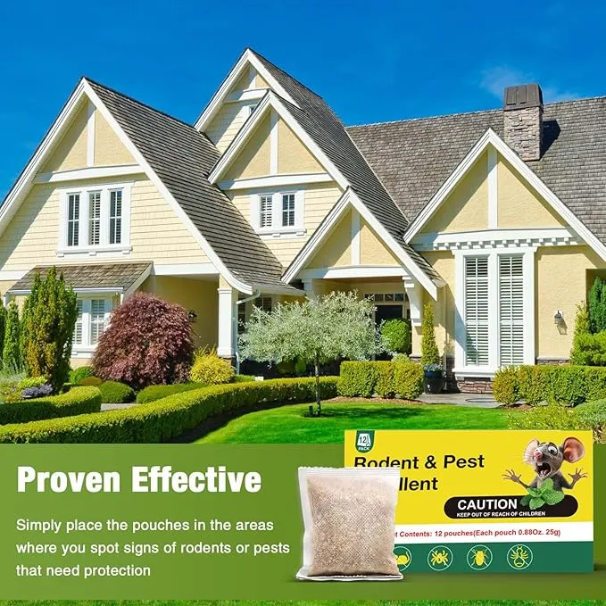 Rodent Mouse Repellent Pouches, Natural Peppermint Oil Bags for Mice, Pest Control Pouches for Indoor Outdoor Use, Mouse Deterrents for Moths, Insect, Mosquitos (60)