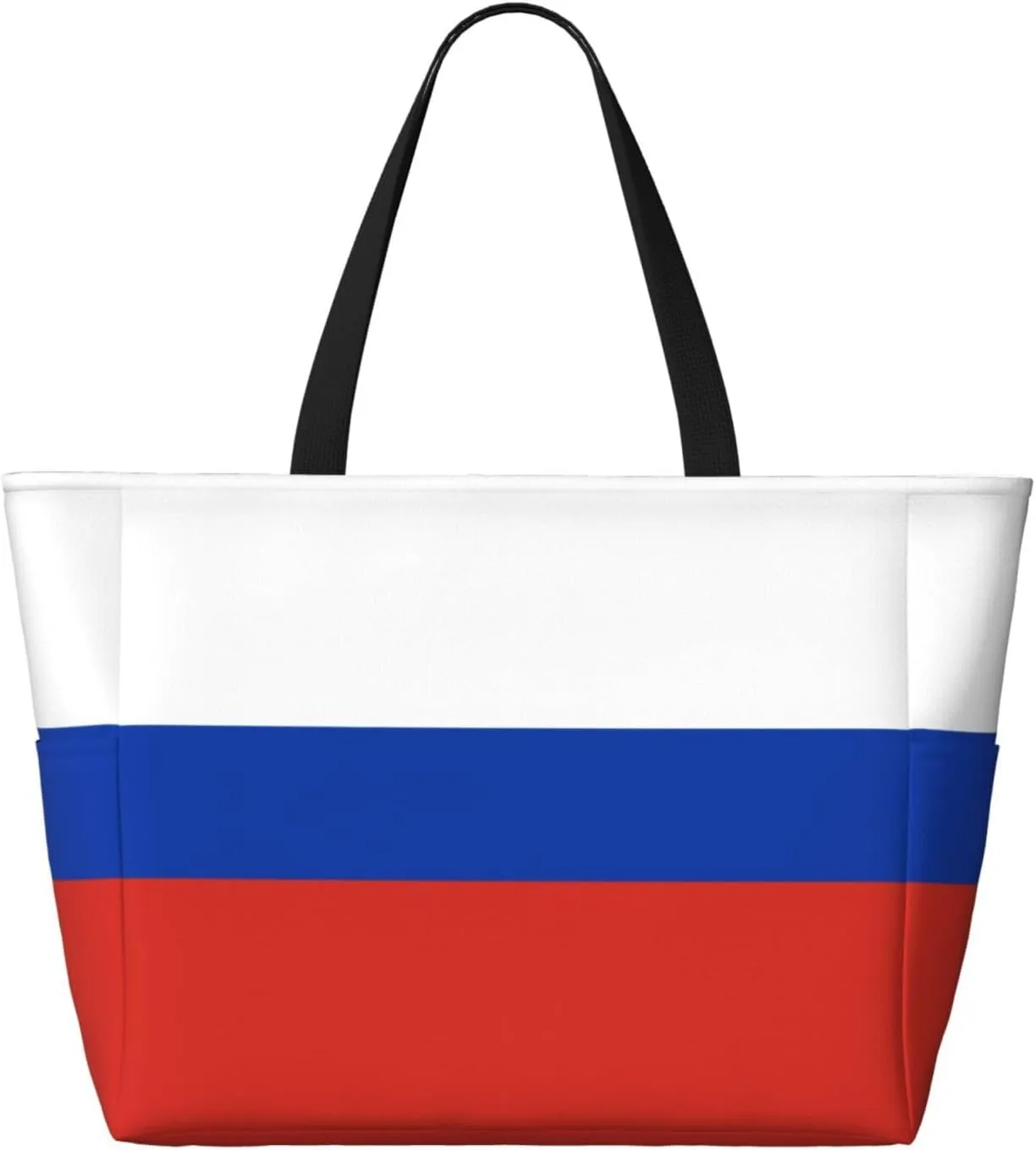 Russian Flag Beach Tote Bags For Women Travel Totes Bag Handbag With Zipper And Pockets For Travel Vacation