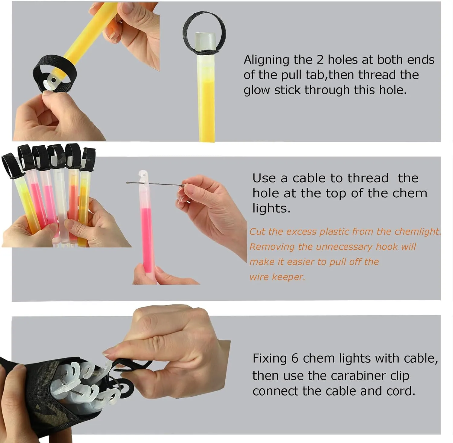 SABADO Tactical Chem Lights with Holders and Carabiner Clip, 6 Ultra Bright Glow Sticks with 12 Hour Duration for Camping Fishing and Hunting
