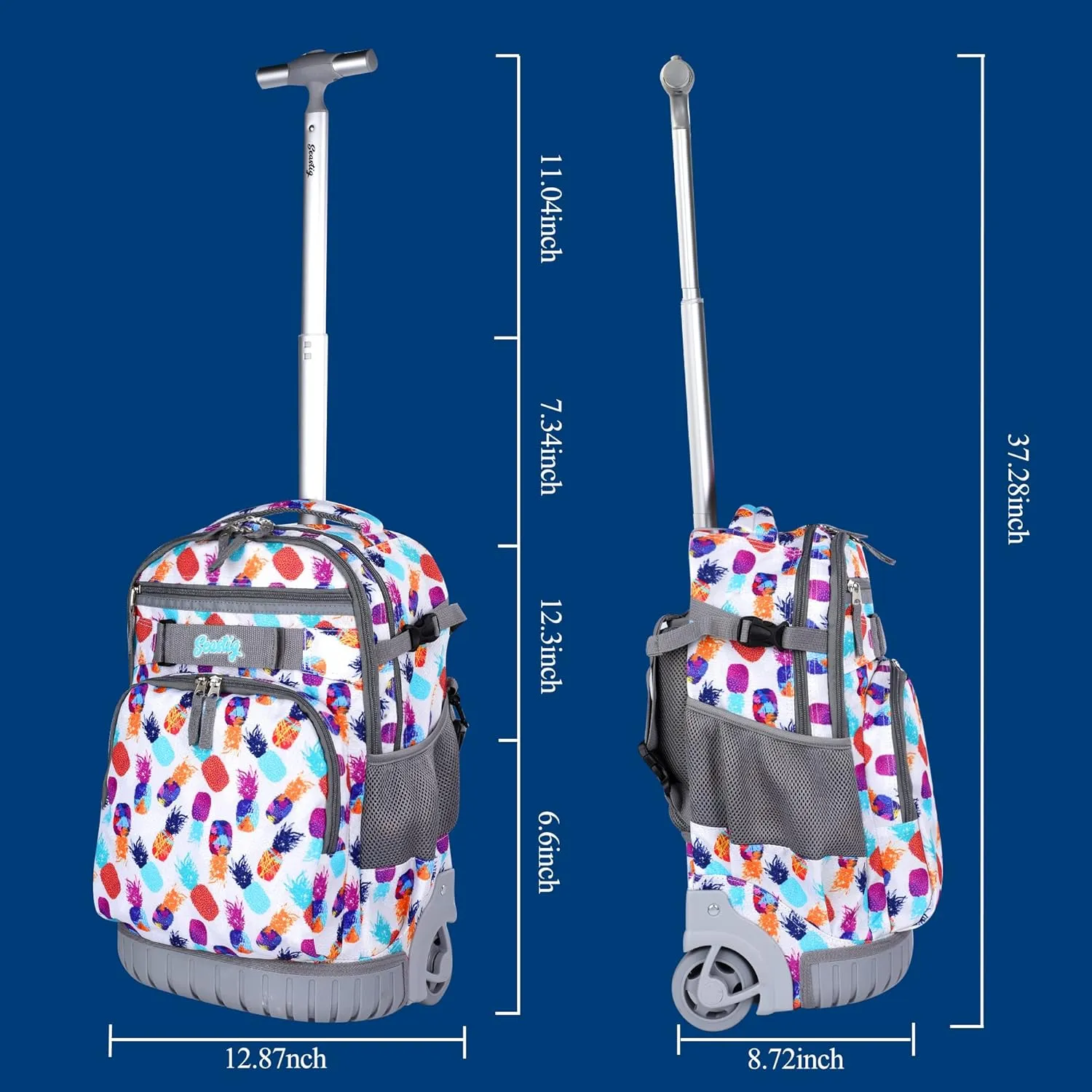 seastig Rolling Backpack 18in Wheeled Backpack with lunch bag and Pencil Case Set Roller Backpack Laptop Backpack Adults Kids