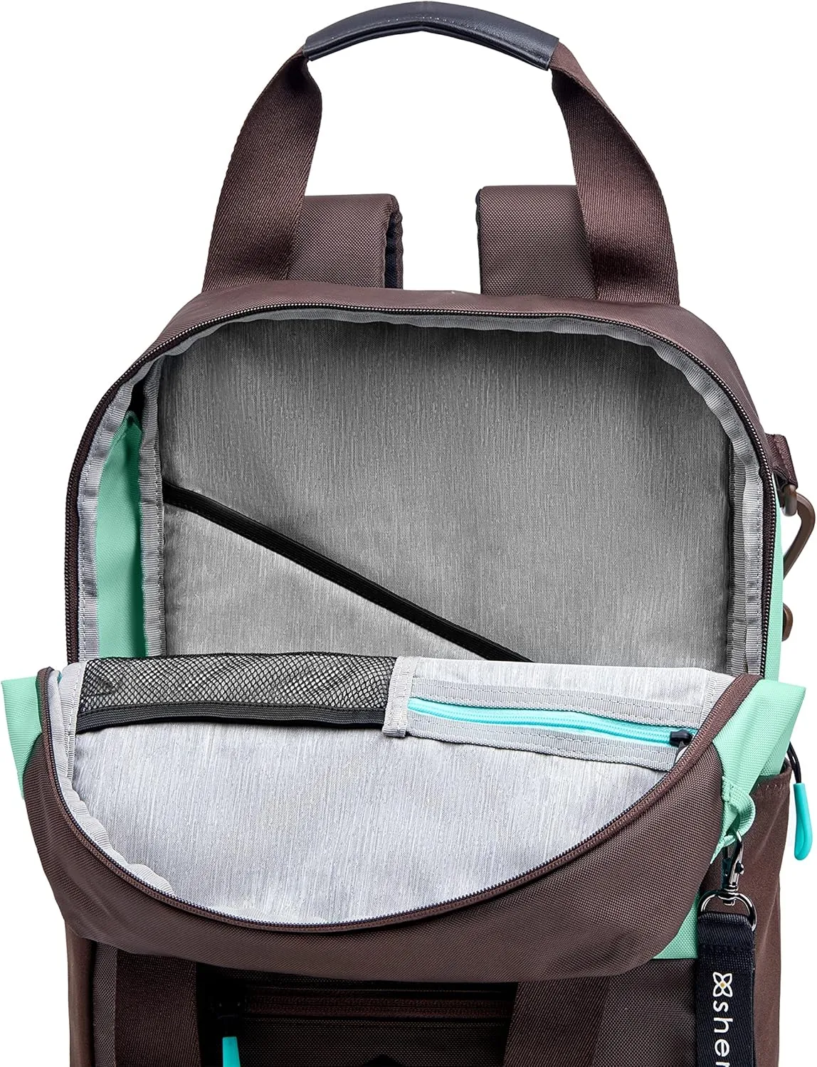 Sherpani Camden, Convertible Backpack Tote, Travel Backpack Purse, Laptop Backpack, Recycled Nylon Backpack, Crossbody Bags for Women Fits 15 Inch Laptop (Seagreen)
