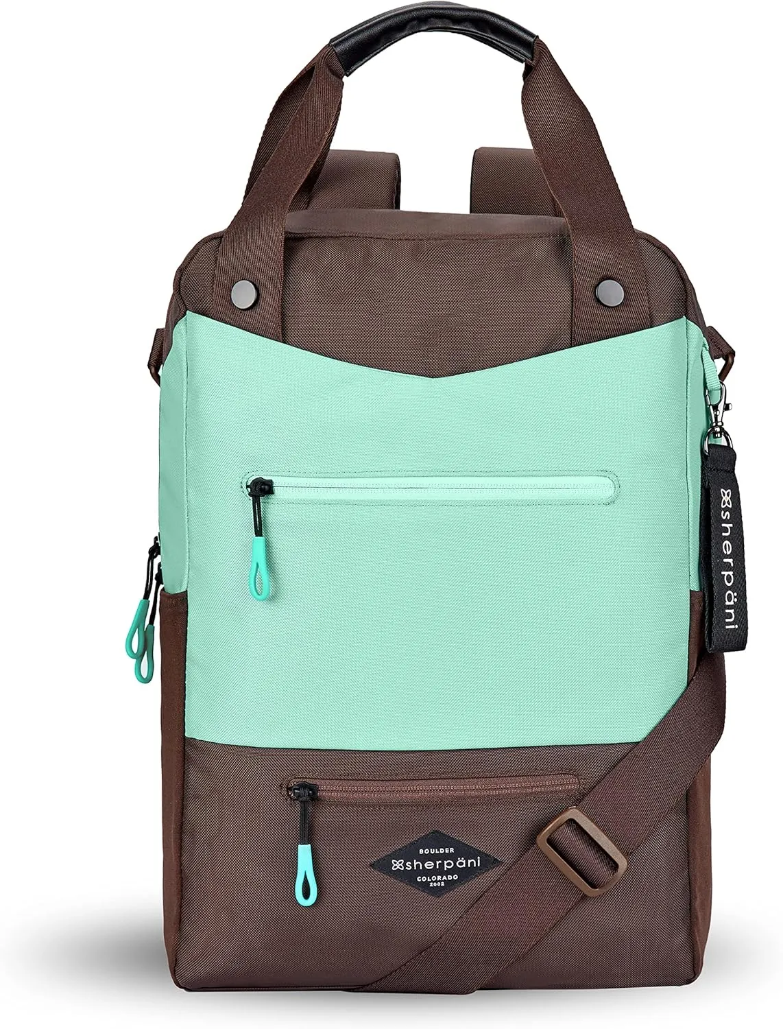 Sherpani Camden, Convertible Backpack Tote, Travel Backpack Purse, Laptop Backpack, Recycled Nylon Backpack, Crossbody Bags for Women Fits 15 Inch Laptop (Seagreen)