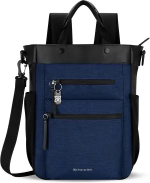 Sherpani Soleil, Anti Theft Convertible Backpack, 3 in 1 Tote Bag, Crossbody Bag, Cross Body Purse, 18L Travel Backpack, Travel Gifts for Women, RFID Protection, Fits 15” Laptop (Indigo)