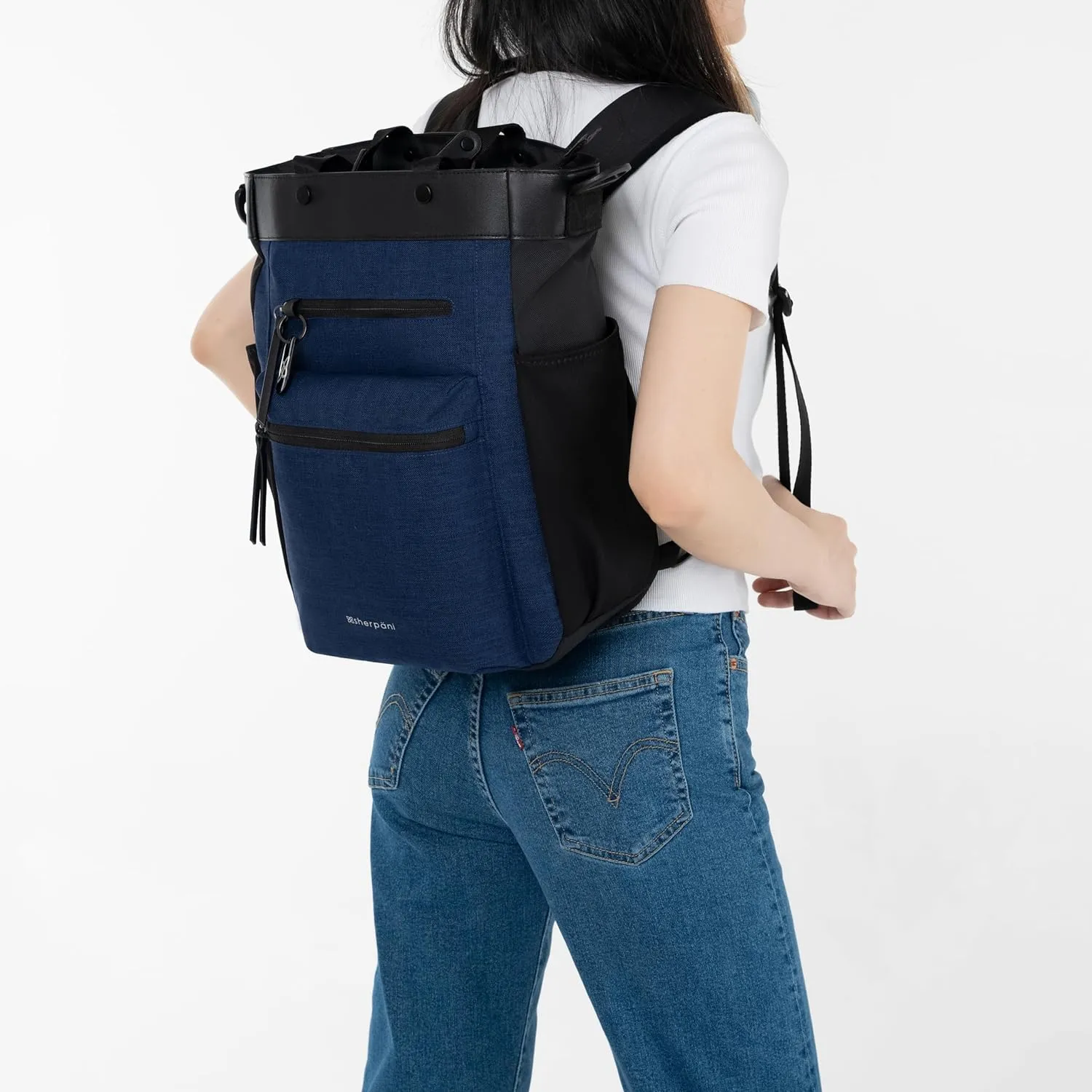 Sherpani Soleil, Anti Theft Convertible Backpack, 3 in 1 Tote Bag, Crossbody Bag, Cross Body Purse, 18L Travel Backpack, Travel Gifts for Women, RFID Protection, Fits 15” Laptop (Indigo)