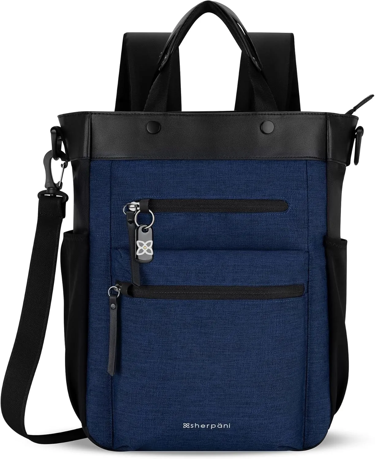 Sherpani Soleil, Anti Theft Convertible Backpack, 3 in 1 Tote Bag, Crossbody Bag, Cross Body Purse, 18L Travel Backpack, Travel Gifts for Women, RFID Protection, Fits 15” Laptop (Indigo)