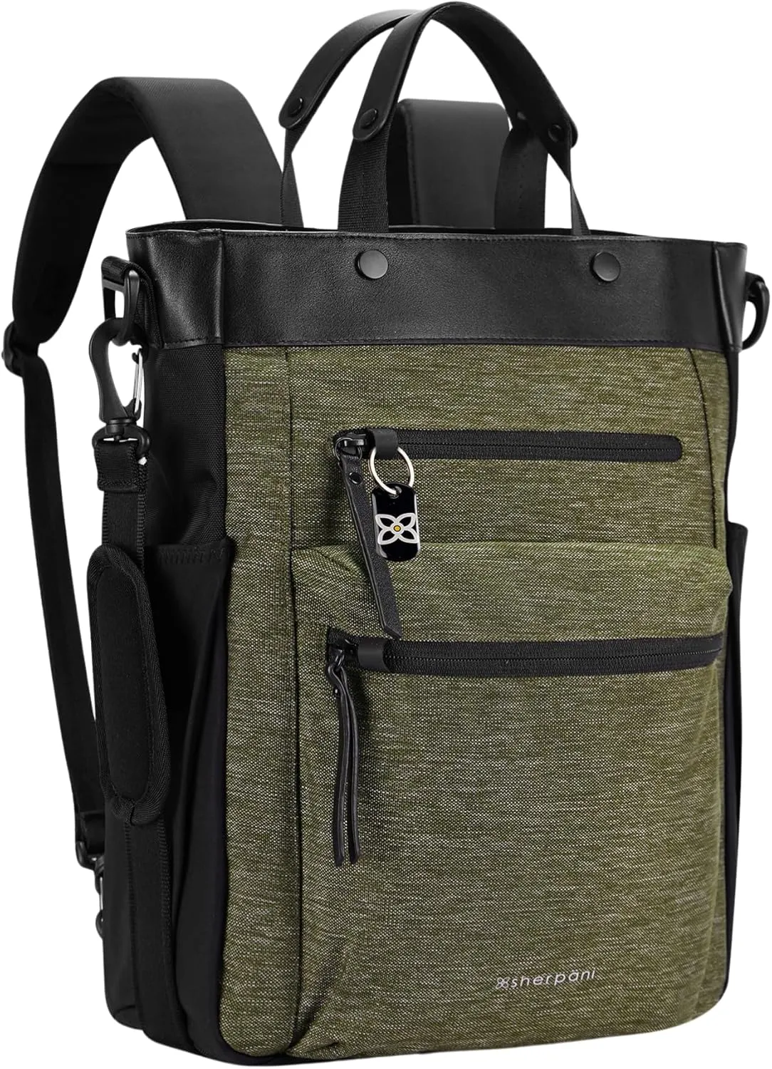 Sherpani Soleil, Anti Theft Convertible Backpack, 3 in 1 Tote Bag, Crossbody Bag, Cross Body Purse, 18L Travel Backpack, Travel Gifts for Women, RFID Protection, Fits 15” Laptop (Loden)
