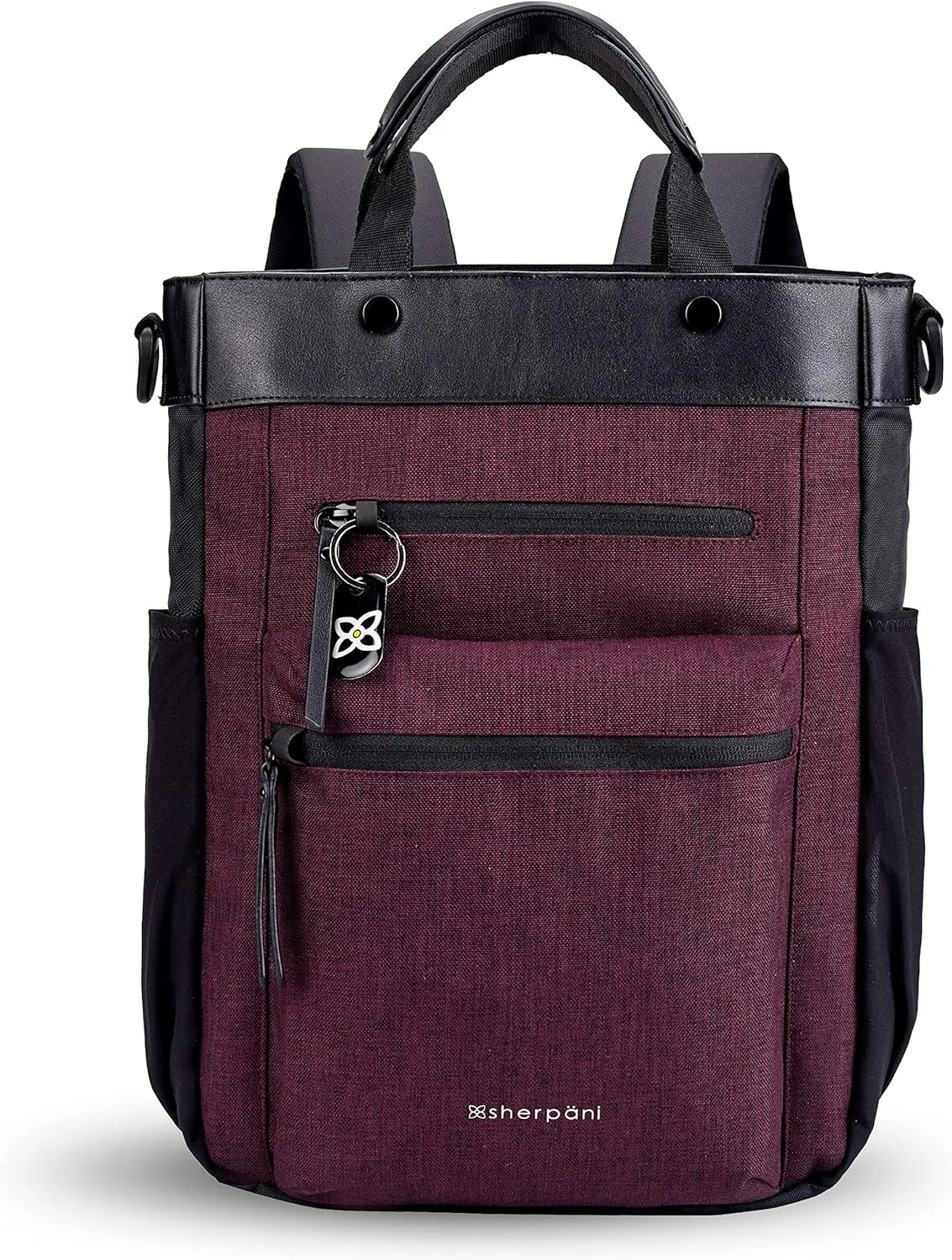 Sherpani Soleil, Anti Theft Convertible Backpack, 3 in 1 Tote Bag, Crossbody Bag, Cross Body Purse, 18L Travel Backpack, Travel Gifts for Women, RFID Protection, Fits 15” Laptop (Merlot)