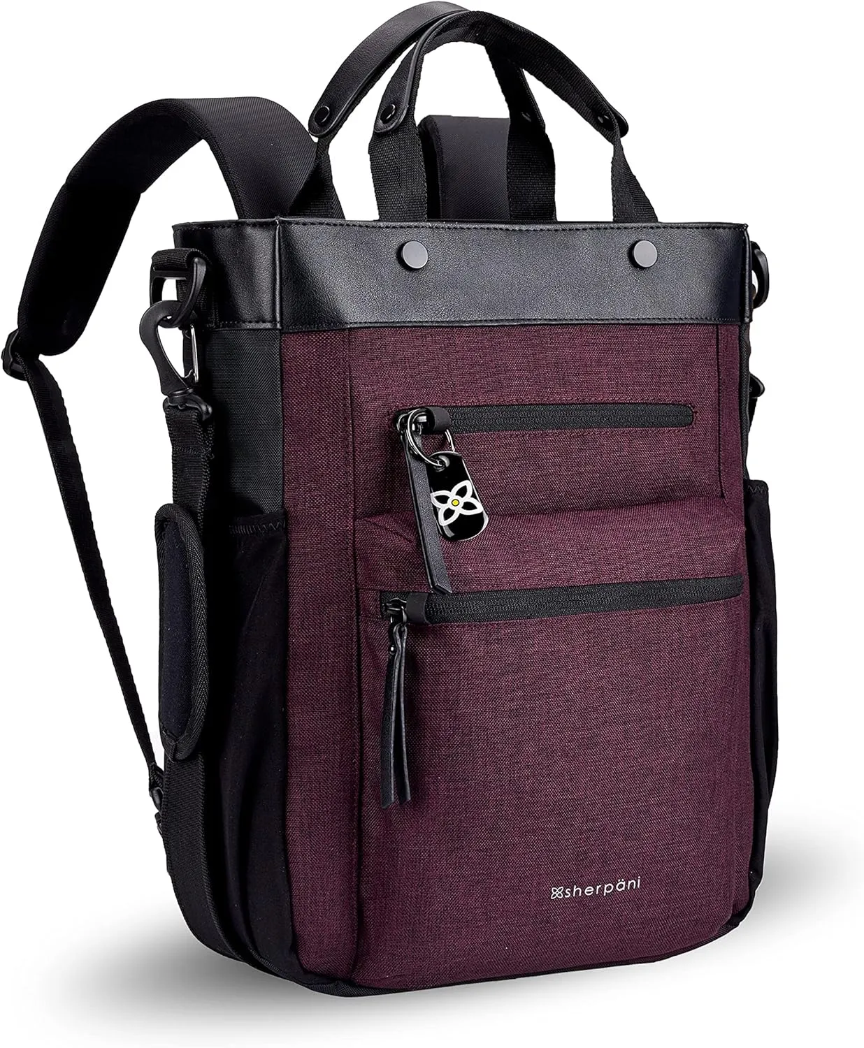 Sherpani Soleil, Anti Theft Convertible Backpack, 3 in 1 Tote Bag, Crossbody Bag, Cross Body Purse, 18L Travel Backpack, Travel Gifts for Women, RFID Protection, Fits 15” Laptop (Merlot)