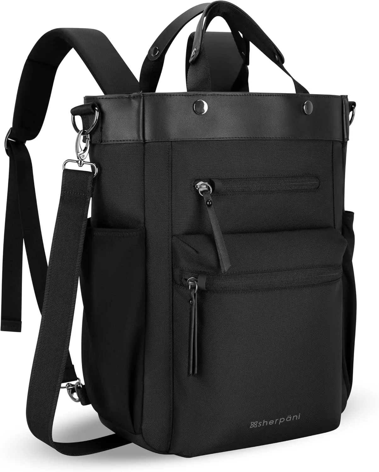 Sherpani Soleil, Anti Theft Convertible Backpack, 3 in 1 Tote Bag, Crossbody Purse, 18L Travel Backpack, Travel Gifts for Women, RFID Protection, Metal Hardware, Fits 15” Laptop (Carbon)