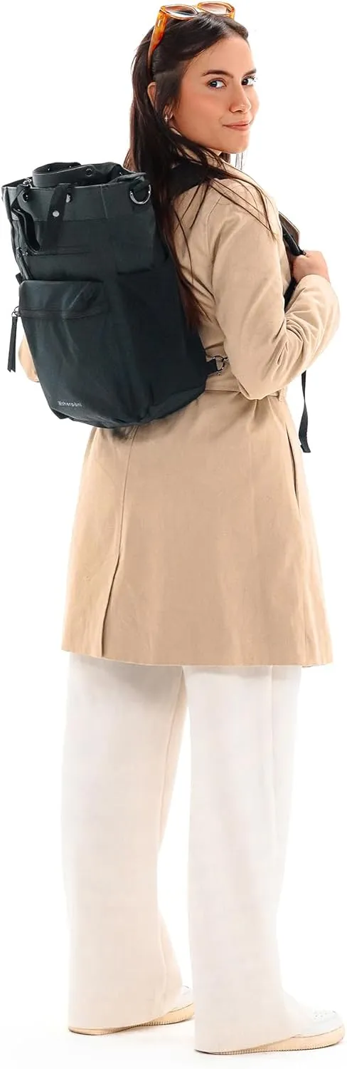 Sherpani Soleil, Anti Theft Convertible Backpack, 3 in 1 Tote Bag, Crossbody Purse, 18L Travel Backpack, Travel Gifts for Women, RFID Protection, Metal Hardware, Fits 15” Laptop (Carbon)